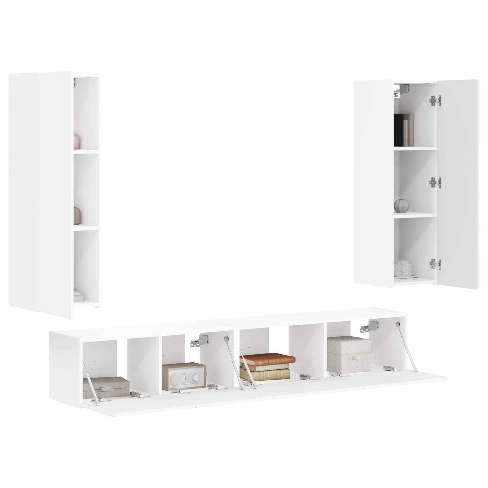 vidaXL TV-Schrankset Wandmontiert 3 pcs Weiß Holzwerkstoff