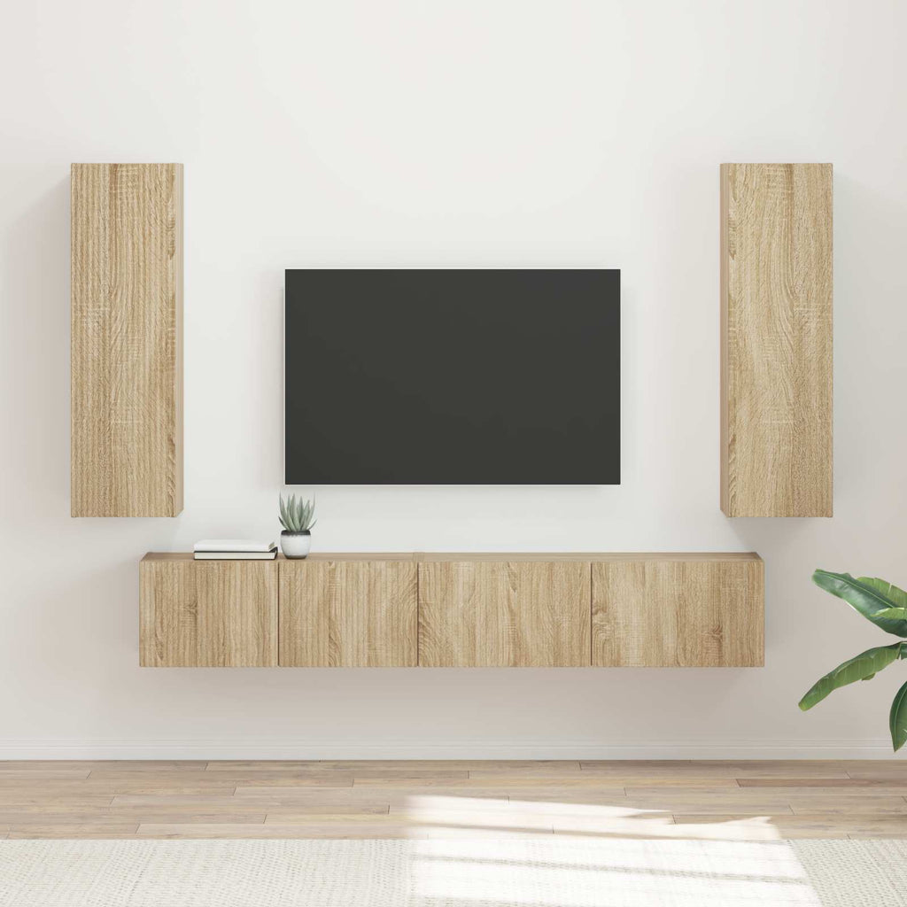 vidaXL TV-Schrankset Wandmontiert 3 pcs Sonoma-Eiche Holzwerkstoff