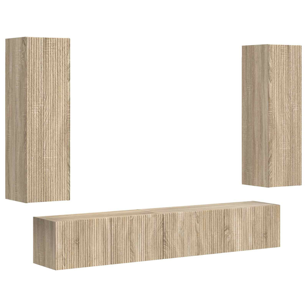 vidaXL TV-Schrankset Wandmontiert 3 pcs Sonoma-Eiche Holzwerkstoff