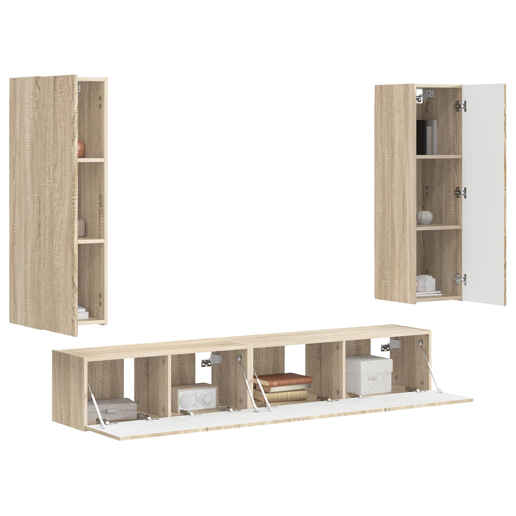 vidaXL TV-Schrankset Wandmontiert 3 pcs Sonoma-Eiche Holzwerkstoff
