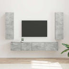 vidaXL TV-Schrankset Wandmontiert 3 pcs Beton Grau Holzwerkstoff