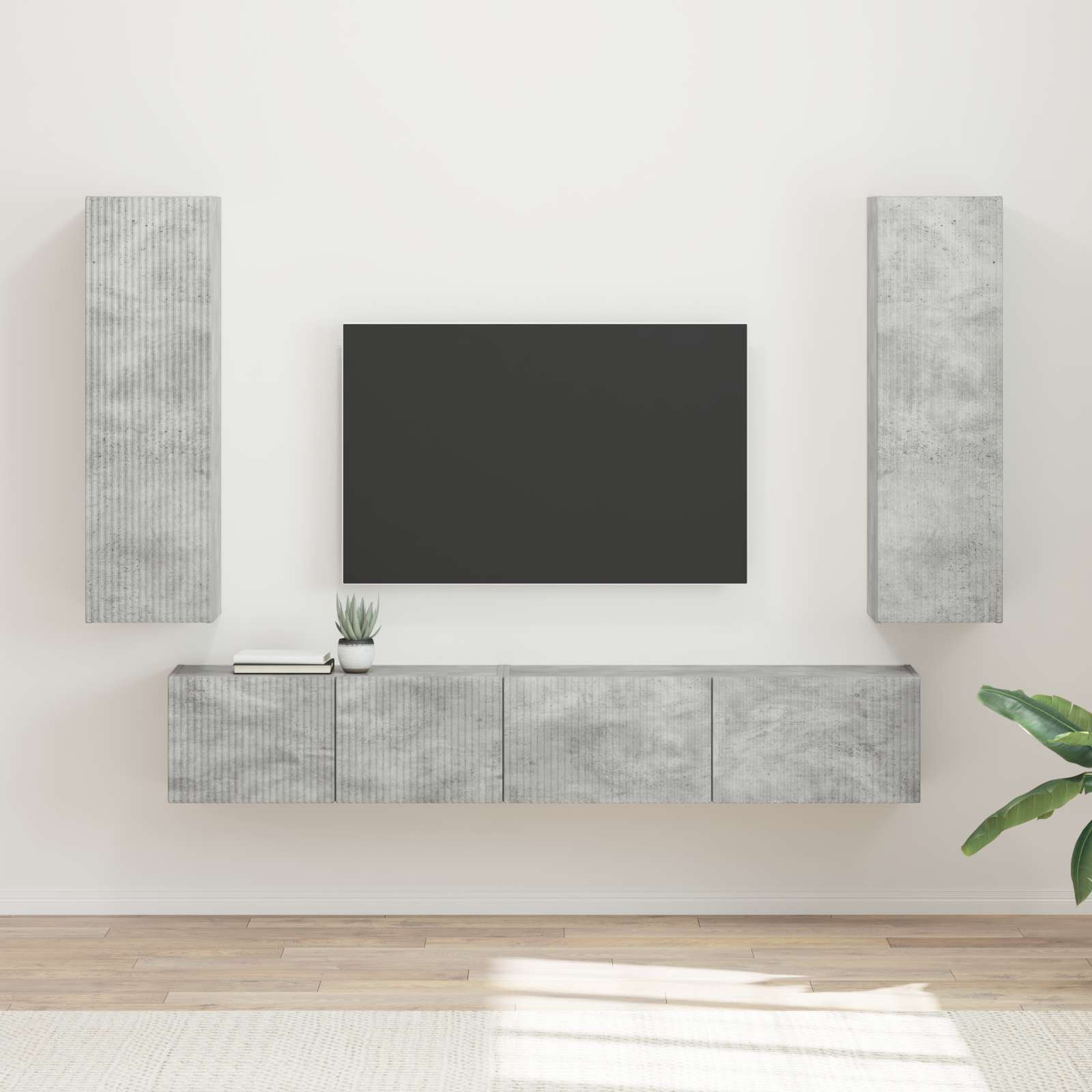 vidaXL TV-Schrankset Wandmontiert 3 pcs Beton Grau Holzwerkstoff