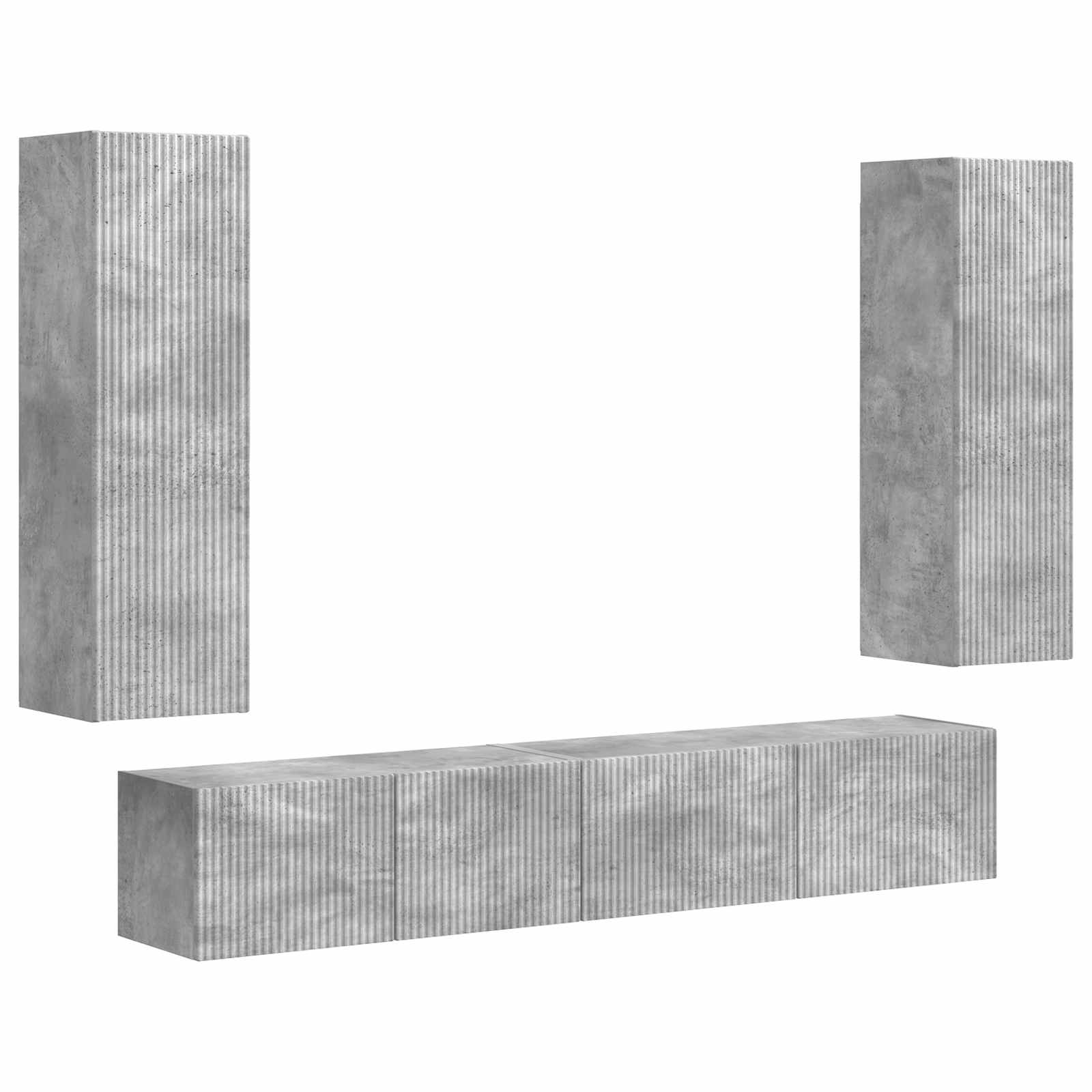 vidaXL TV-Schrankset Wandmontiert 3 pcs Beton Grau Holzwerkstoff