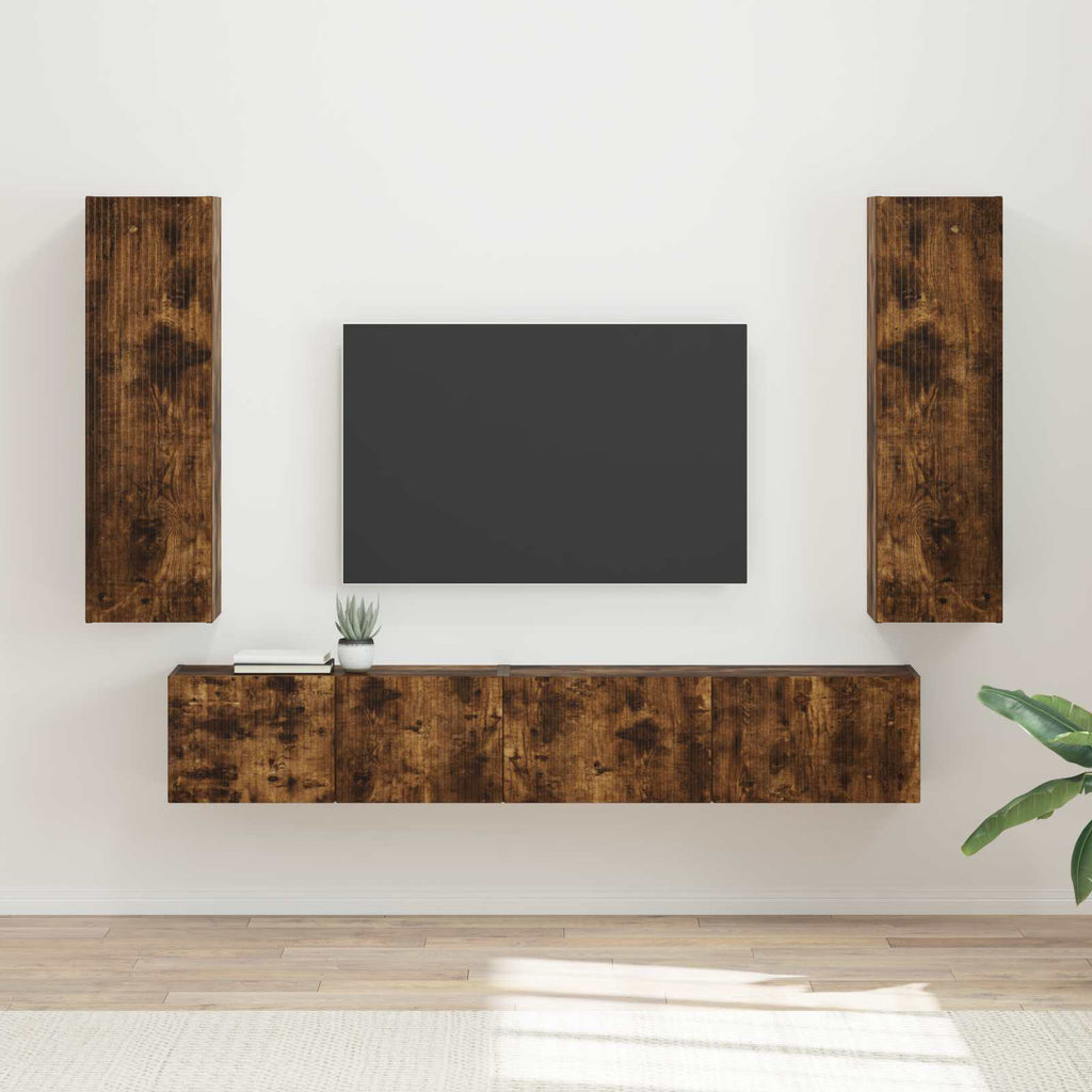 vidaXL TV-Schrankset 3 pcs Geräucherte Eiche Holzwerkstoff
