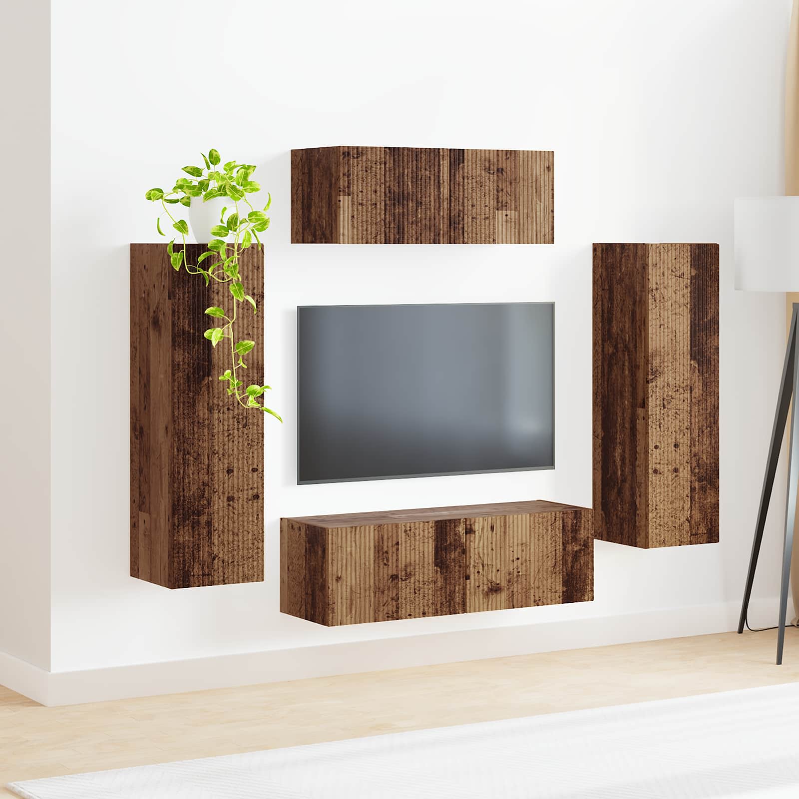 vidaXL TV-Schrankset 3 pcs Geräucherte Eiche Holzwerkstoff