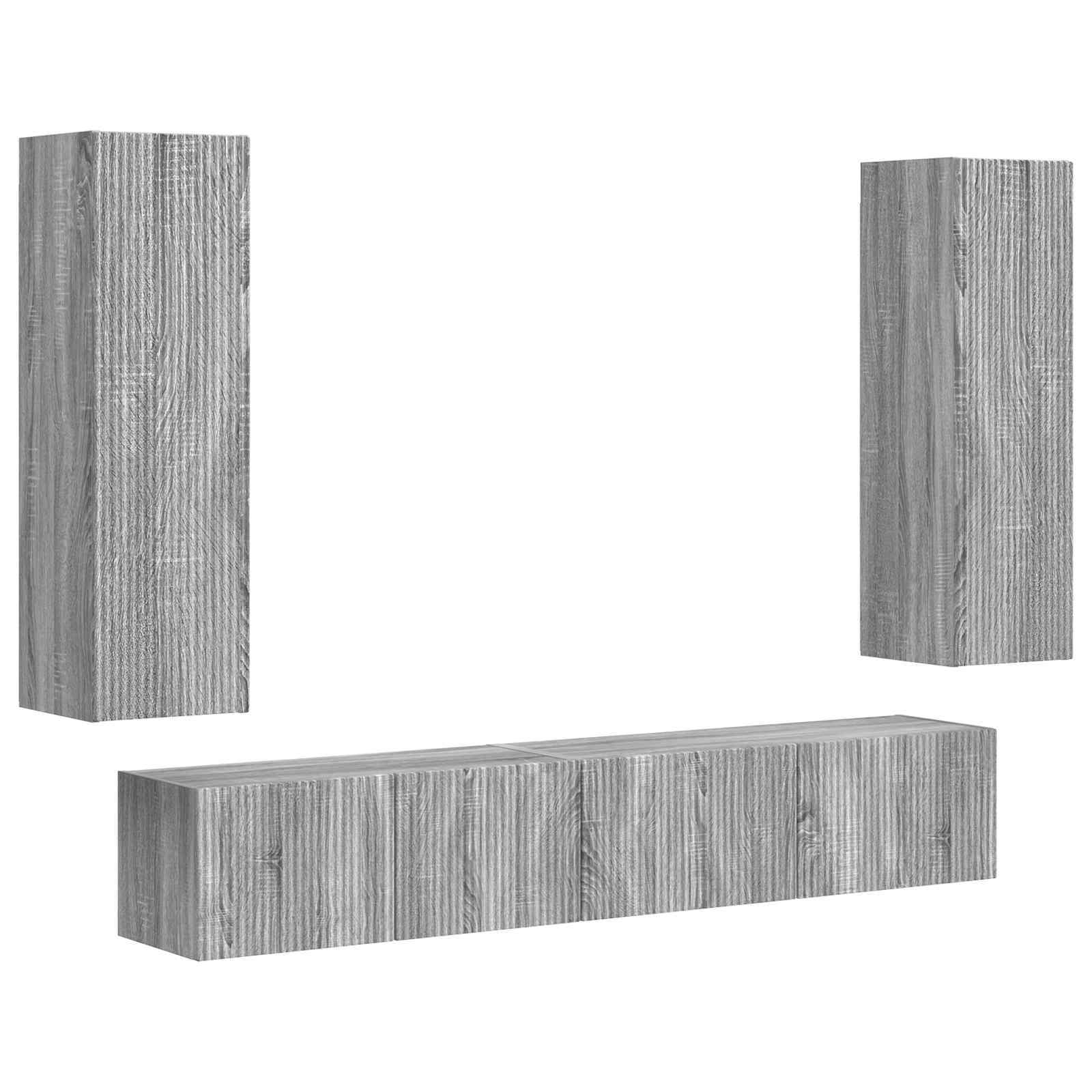 vidaXL TV-Schrankset Wandmontiert 3 pcs Graues Sonoma Holzwerkstoff
