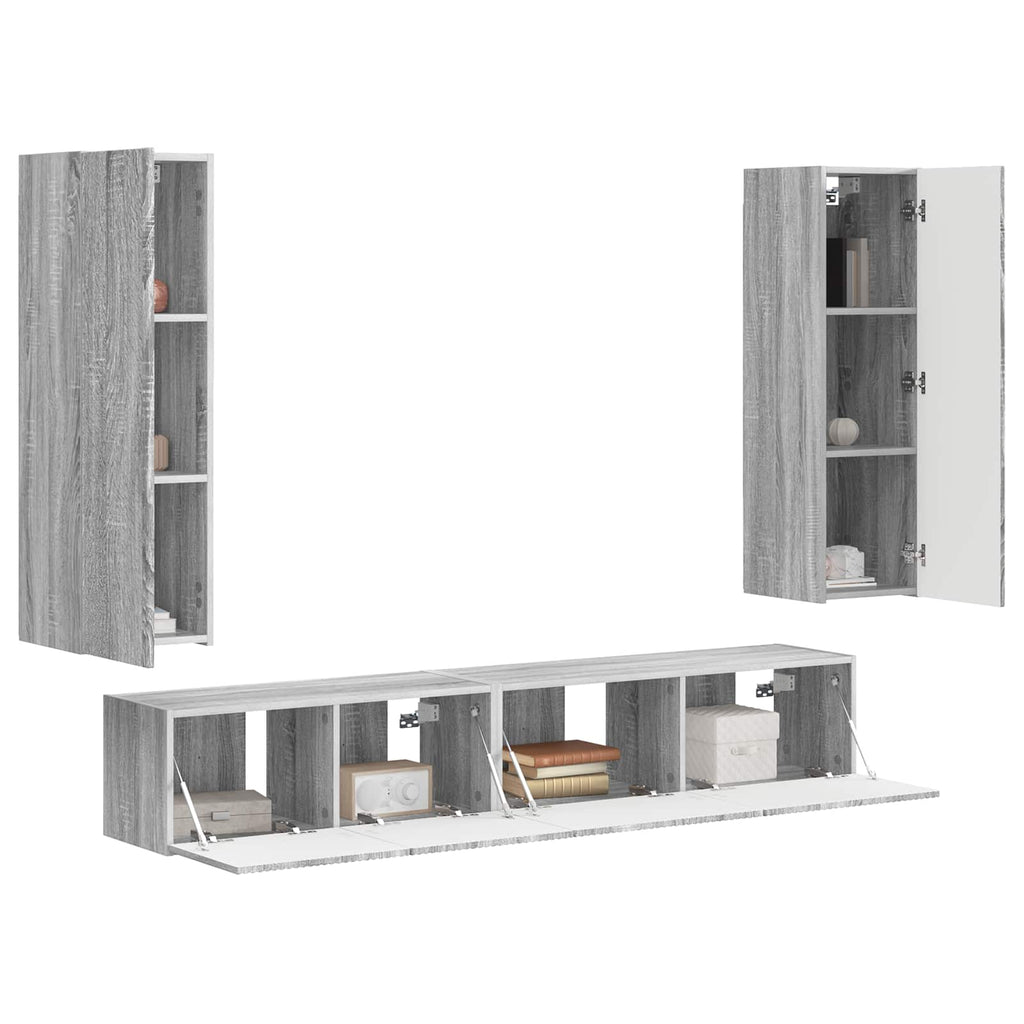 vidaXL TV-Schrankset Wandmontiert 3 pcs Graues Sonoma Holzwerkstoff