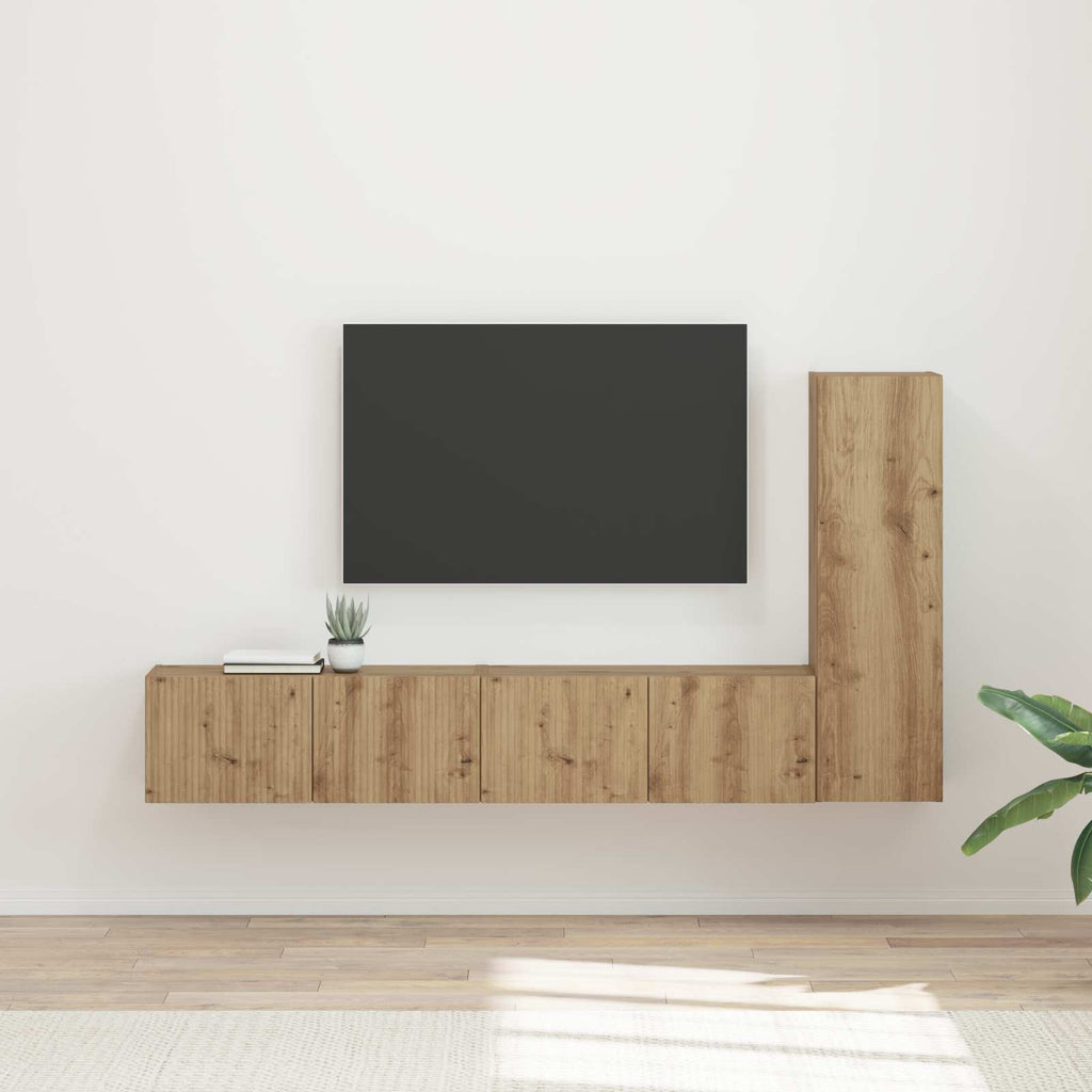 vidaXL TV-Schrankset Wandmontiert 3 pcs Artisan-Eiche Holzwerkstoff