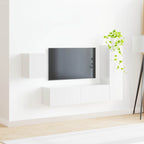 vidaXL TV-Schrankset Wandmontiert 4 pcs Hochglanz Weiß Holzwerkstoff