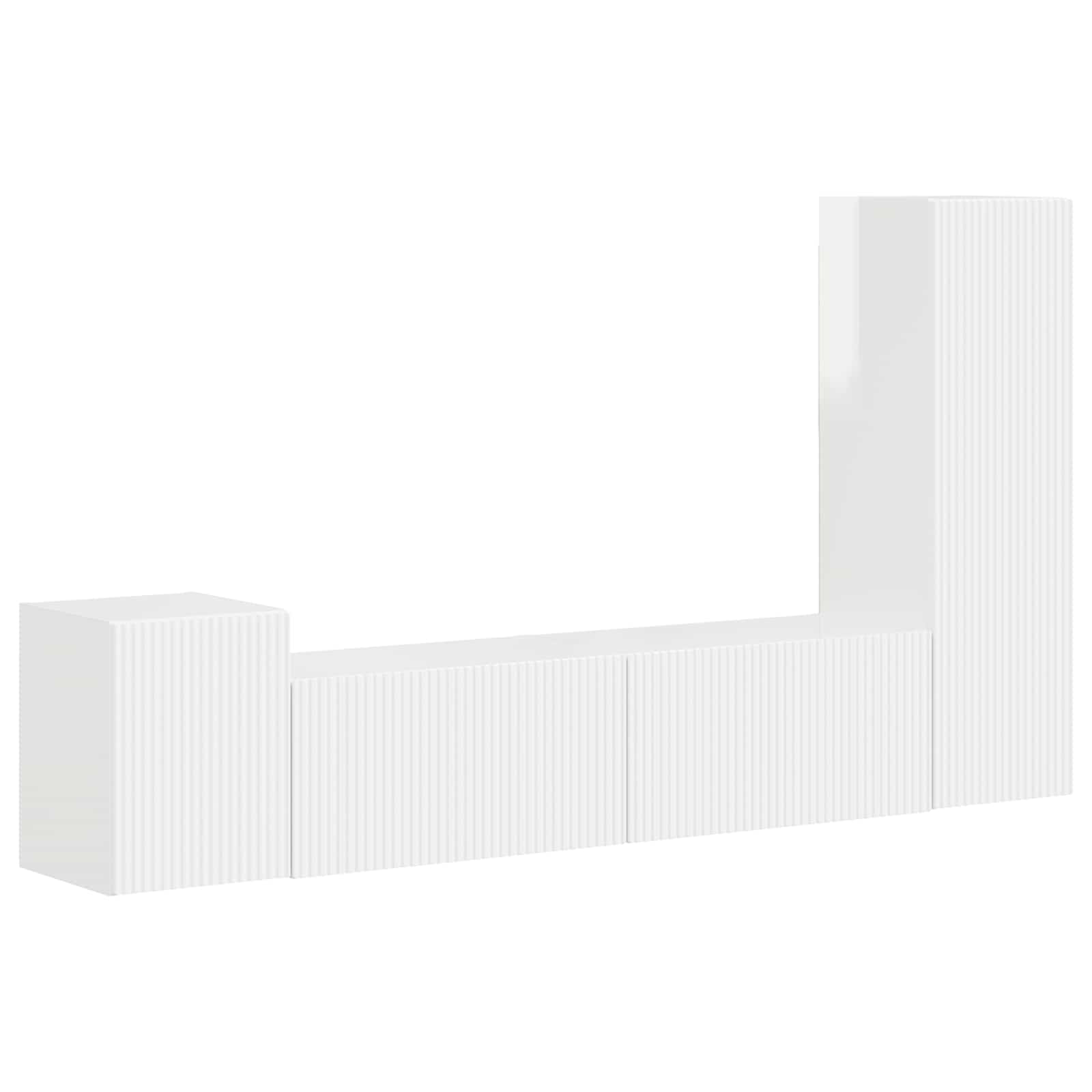 vidaXL TV-Schrankset Wandmontiert 4 pcs Hochglanz Weiß Holzwerkstoff