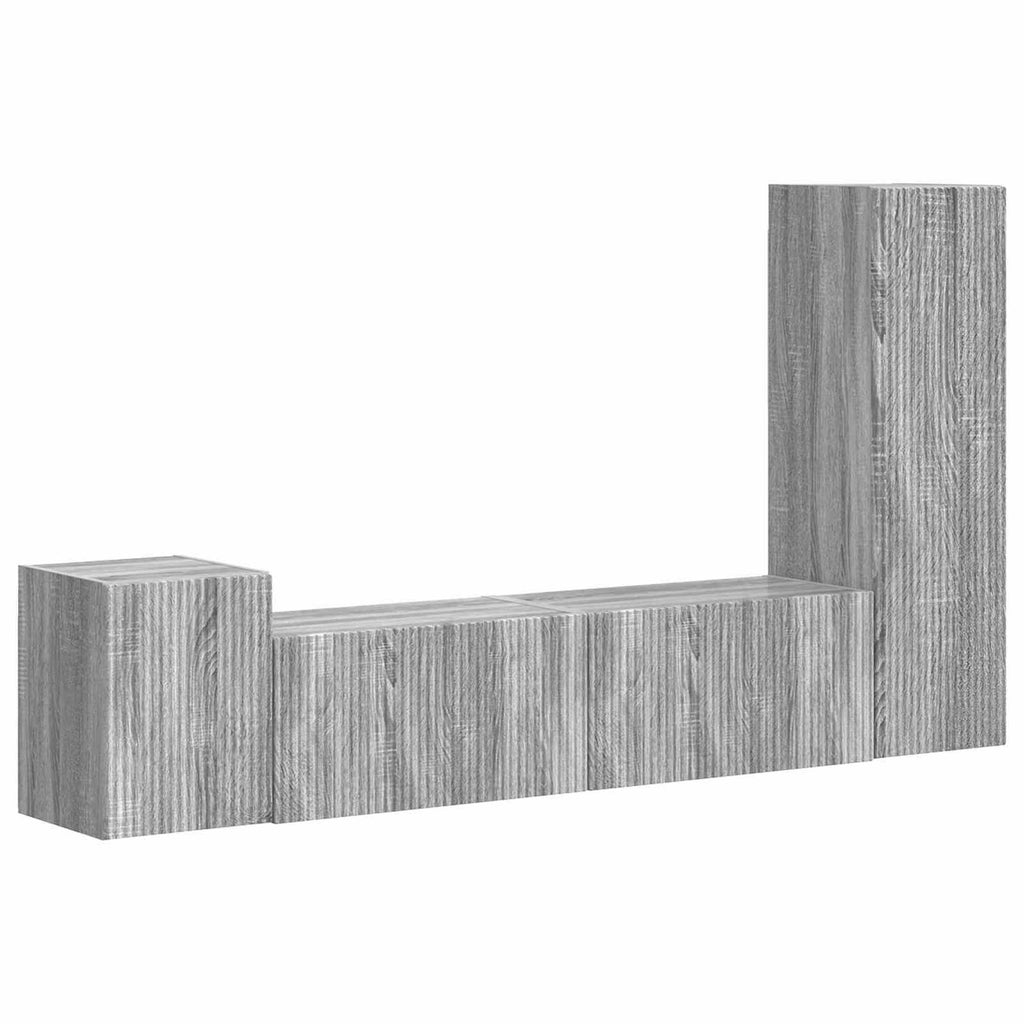 vidaXL TV-Schrankset Wandmontiert 4 pcs Graues Sonoma Holzwerkstoff