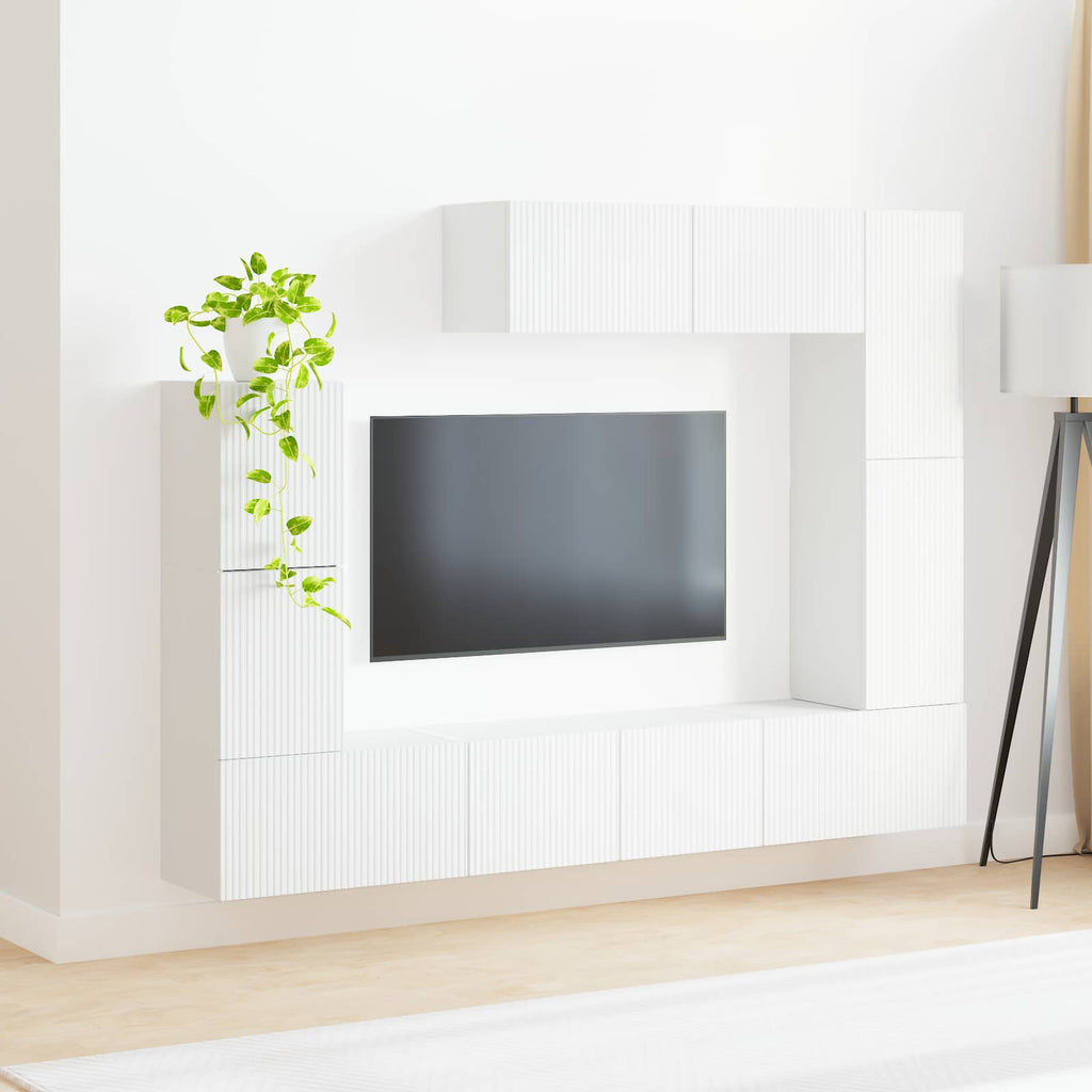 vidaXL TV-Schrankset Wandmontiert 5 pcs Weiß Holzwerkstoff