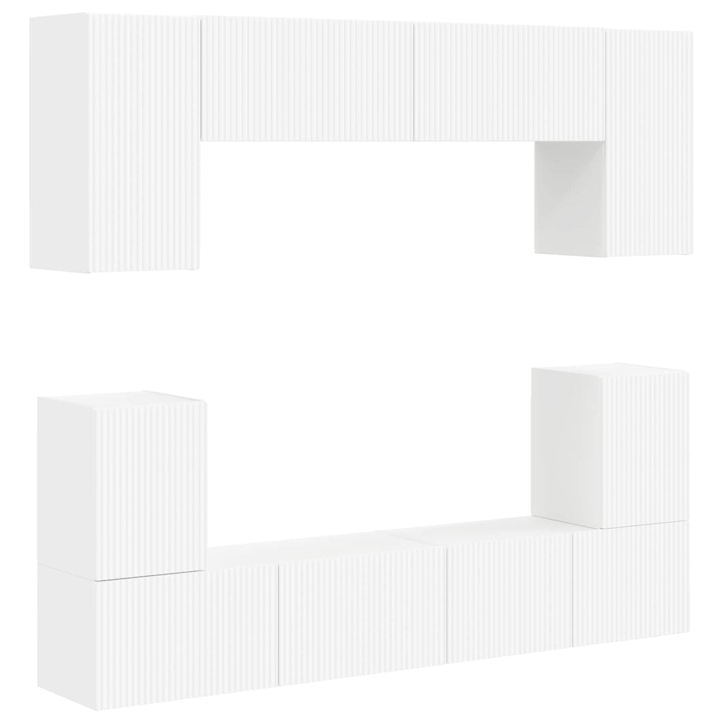 vidaXL TV-Schrankset Wandmontiert 5 pcs Weiß Holzwerkstoff