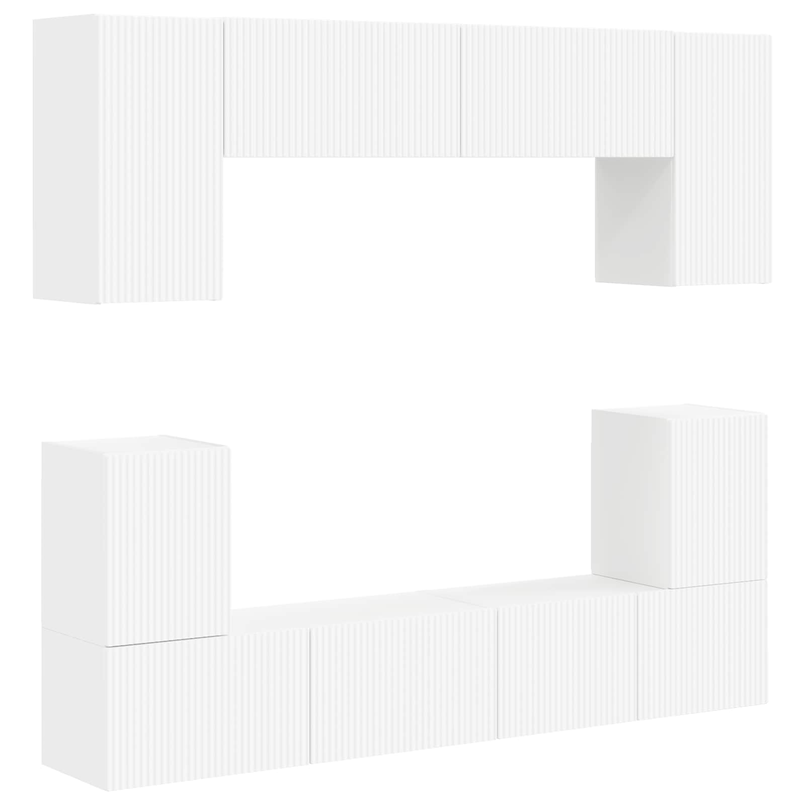 vidaXL TV-Schrankset Wandmontiert 5 pcs Weiß Holzwerkstoff