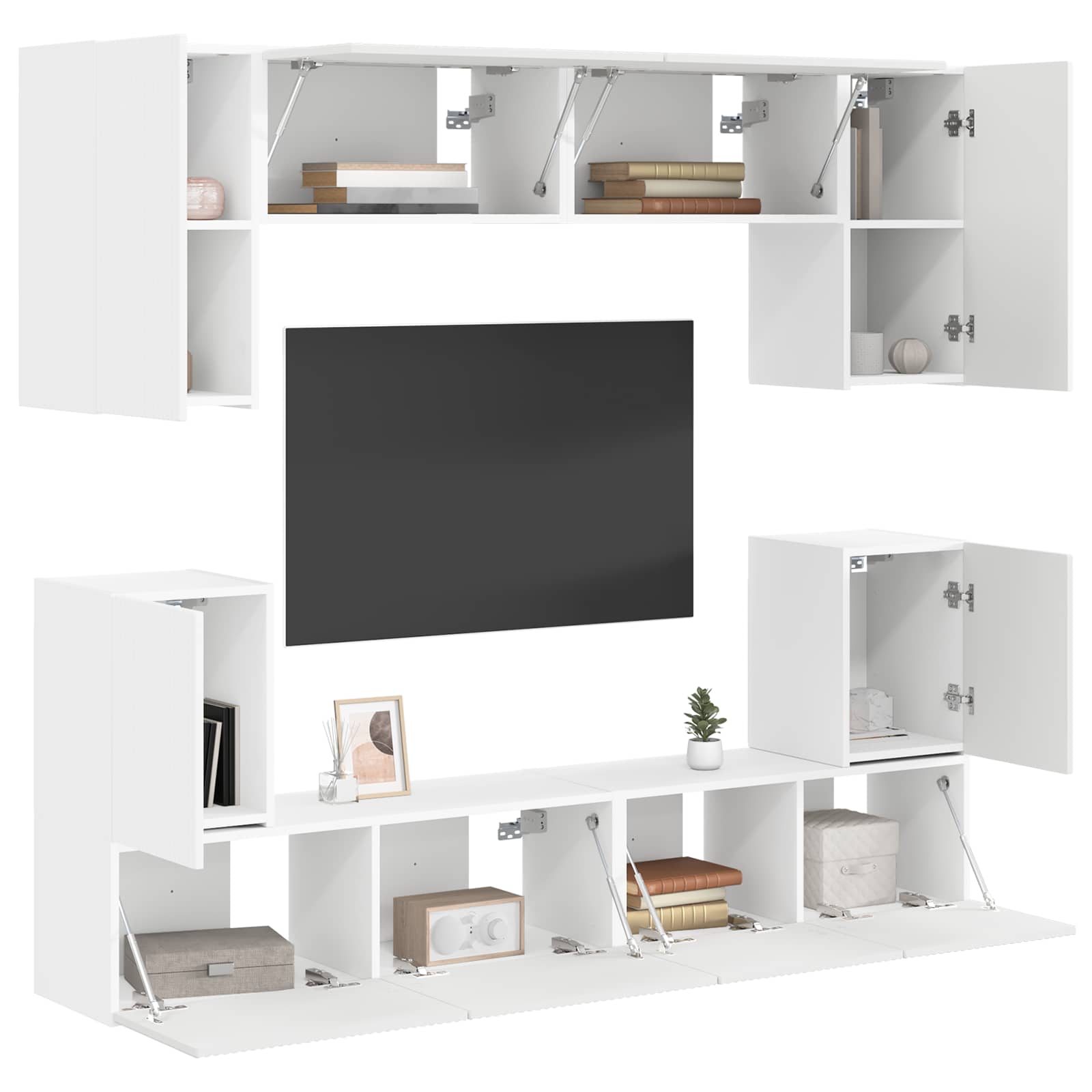vidaXL TV-Schrankset Wandmontiert 5 pcs Weiß Holzwerkstoff