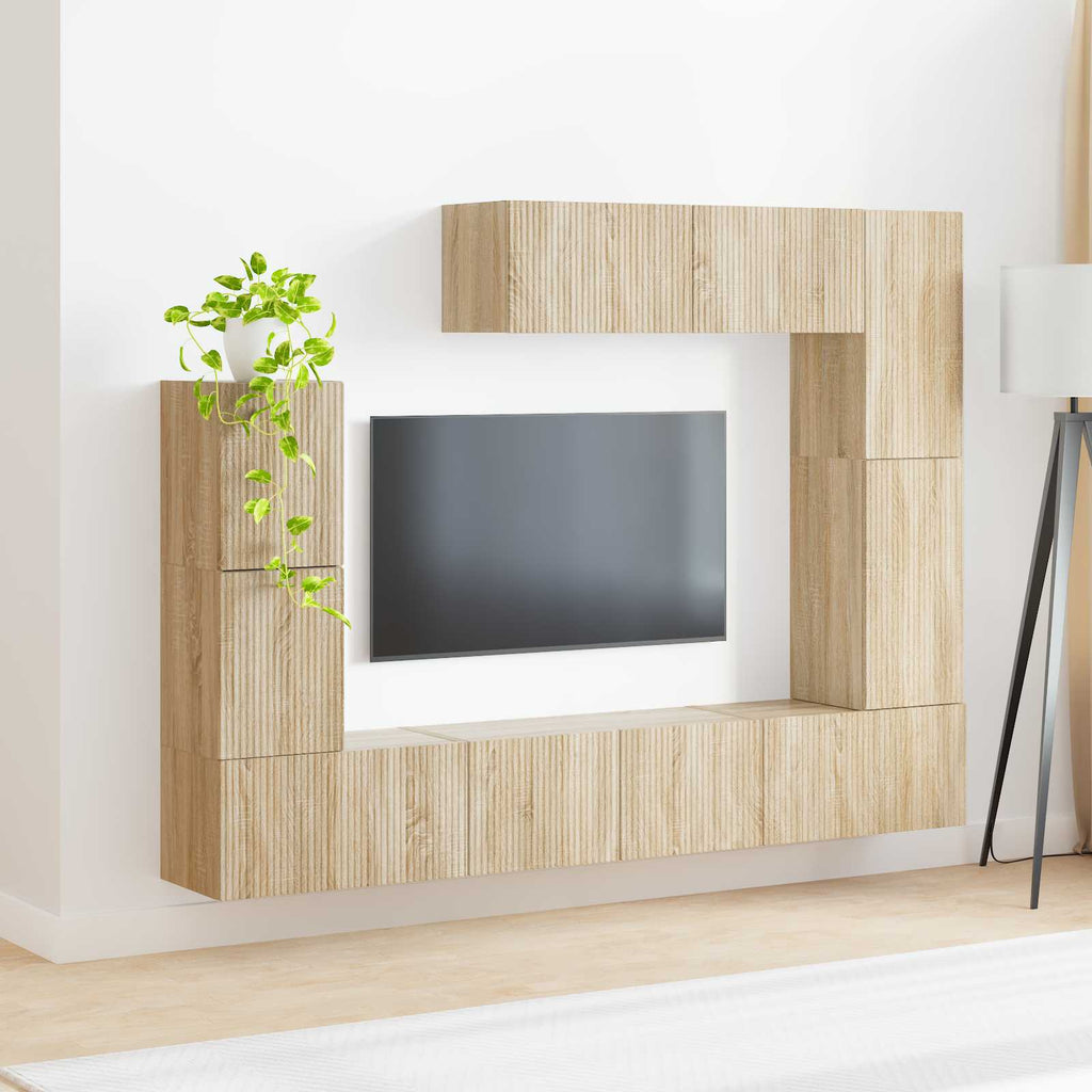 vidaXL TV-Schrankset Wandmontiert 5 pcs Sonoma-Eiche Holzwerkstoff