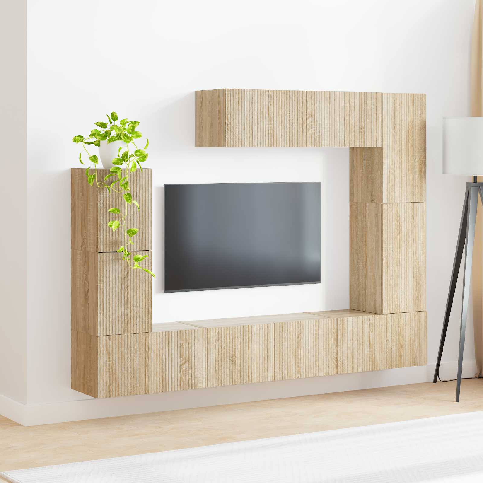 vidaXL TV-Schrankset Wandmontiert 5 pcs Sonoma-Eiche Holzwerkstoff