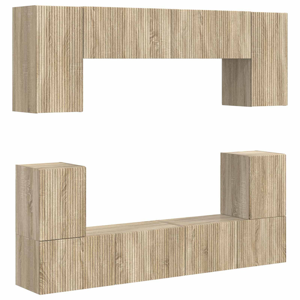 vidaXL TV-Schrankset Wandmontiert 5 pcs Sonoma-Eiche Holzwerkstoff