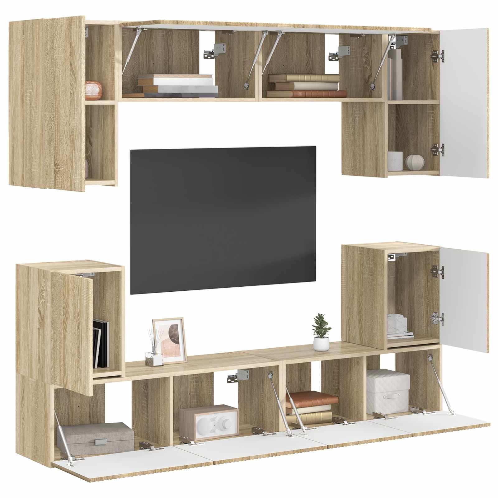vidaXL TV-Schrankset Wandmontiert 5 pcs Sonoma-Eiche Holzwerkstoff