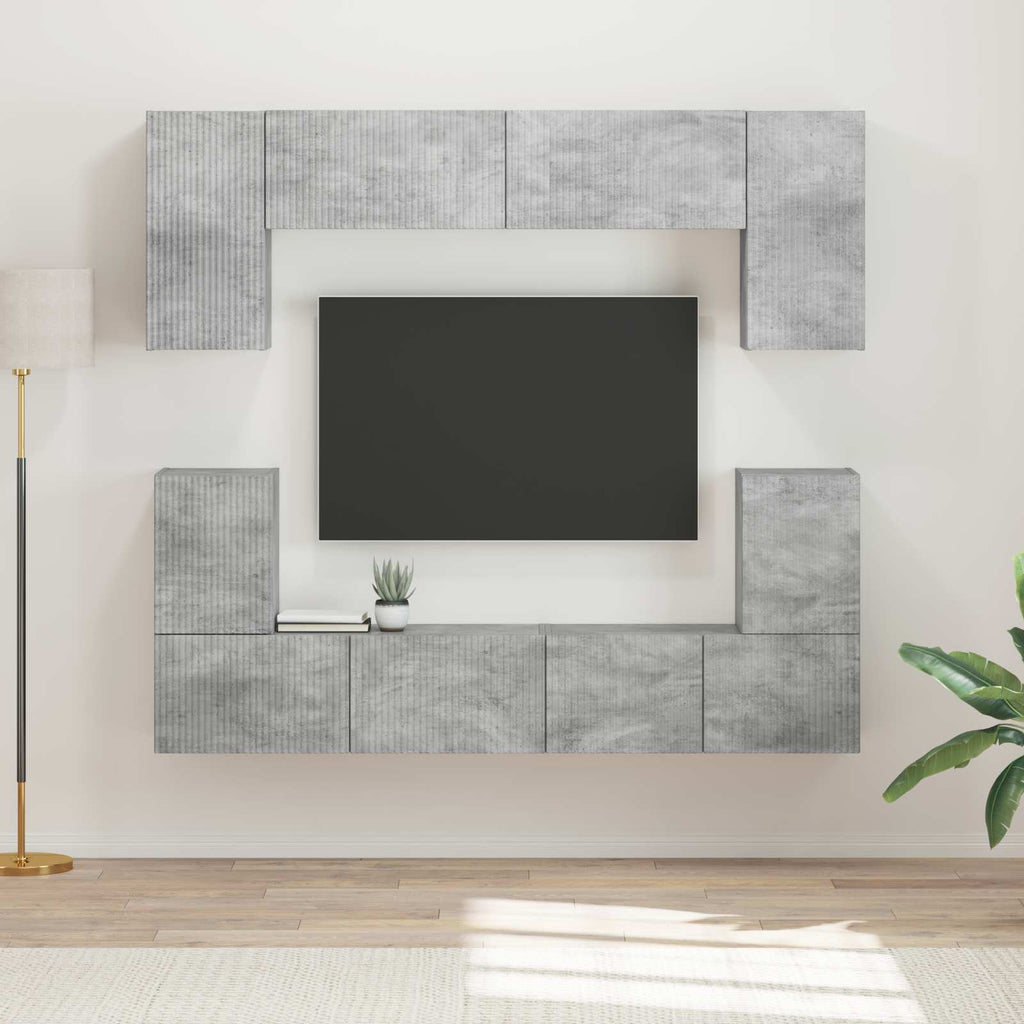 vidaXL TV-Schrankset Wandmontiert 5 pcs Beton Grau Holzwerkstoff