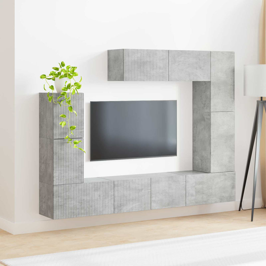 vidaXL TV-Schrankset Wandmontiert 5 pcs Beton Grau Holzwerkstoff