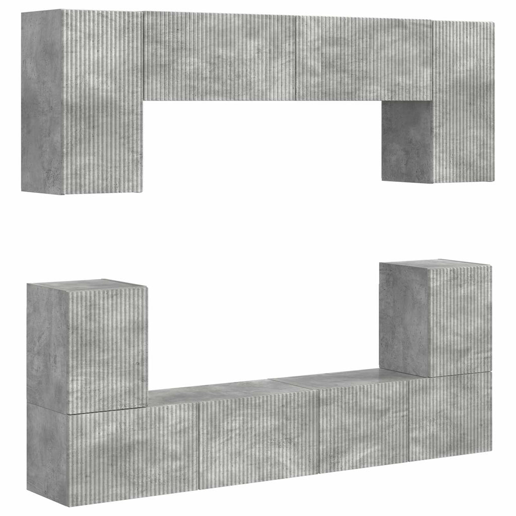 vidaXL TV-Schrankset Wandmontiert 5 pcs Beton Grau Holzwerkstoff