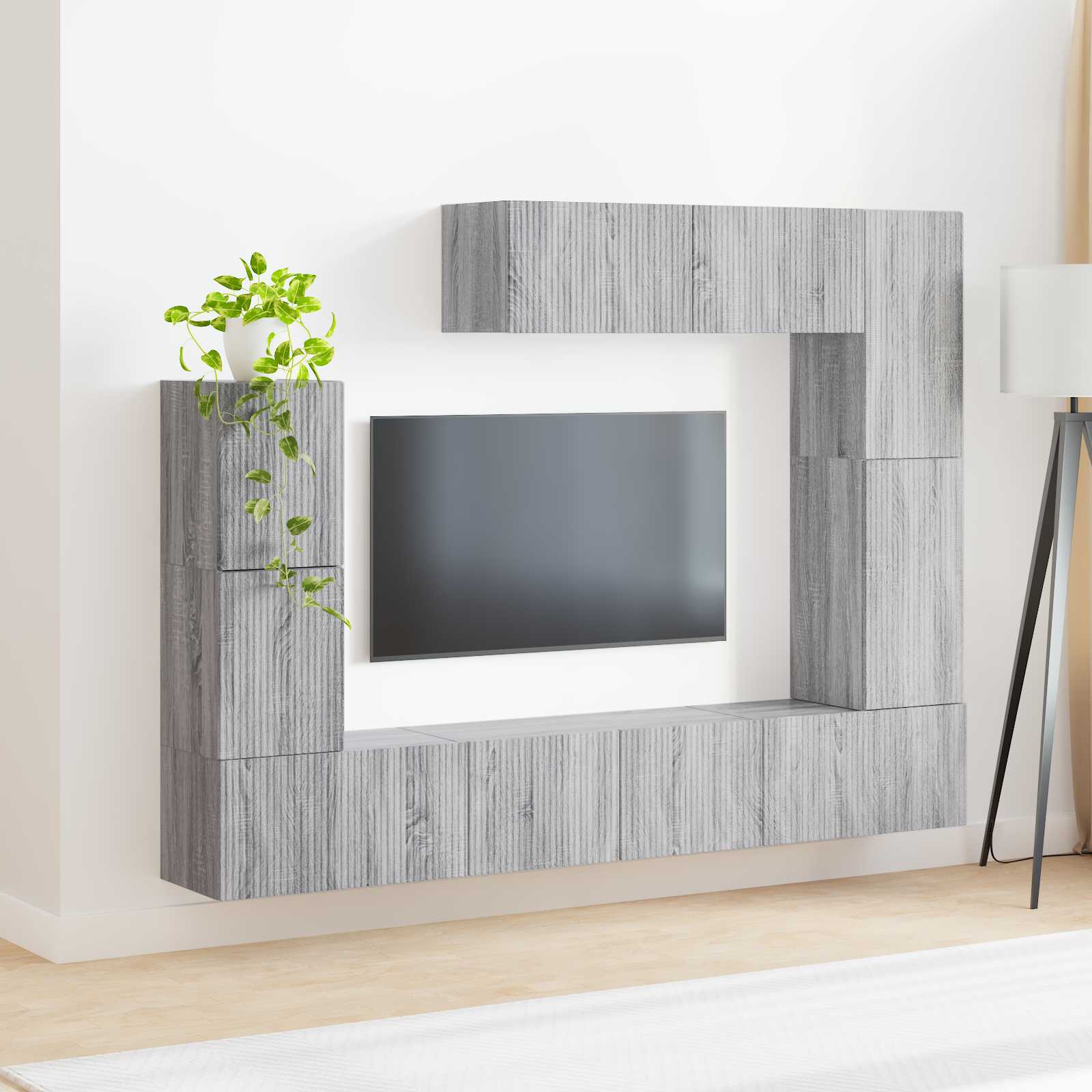 vidaXL TV-Schrankset Wandmontiert 5 pcs Graues Sonoma Holzwerkstoff