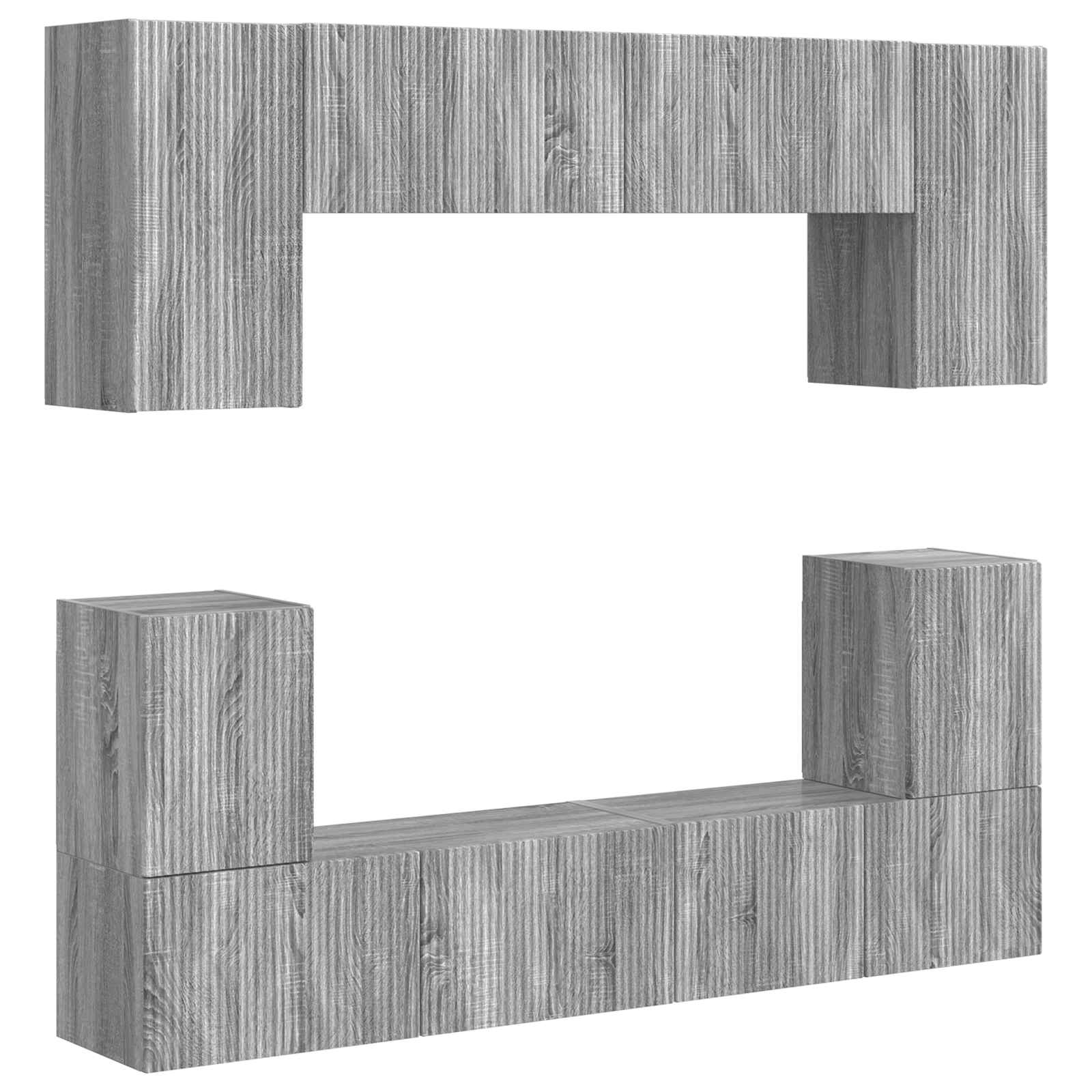 vidaXL TV-Schrankset Wandmontiert 5 pcs Graues Sonoma Holzwerkstoff