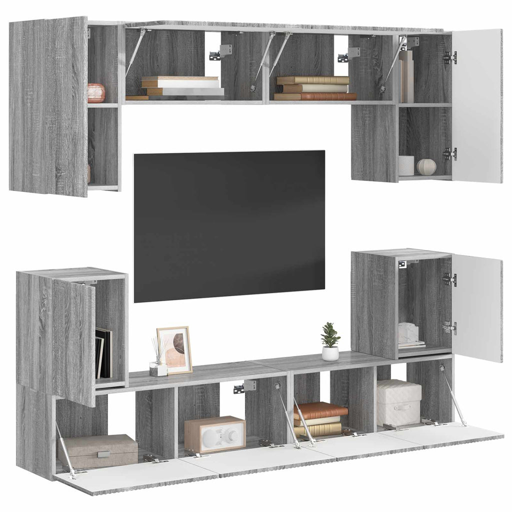 vidaXL TV-Schrankset Wandmontiert 5 pcs Graues Sonoma Holzwerkstoff