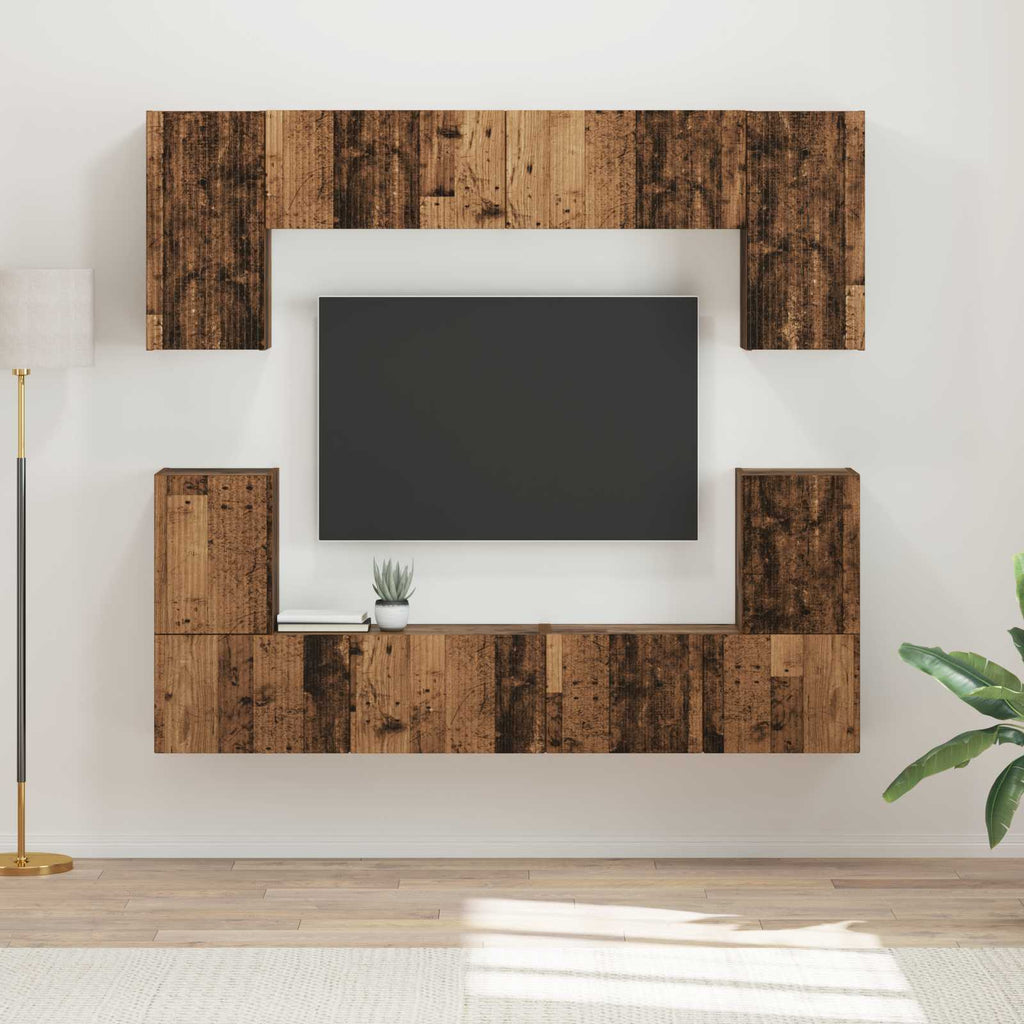vidaXL TV-Schrankset Wandmontiert 5 pcs Altholz Holzwerkstoff
