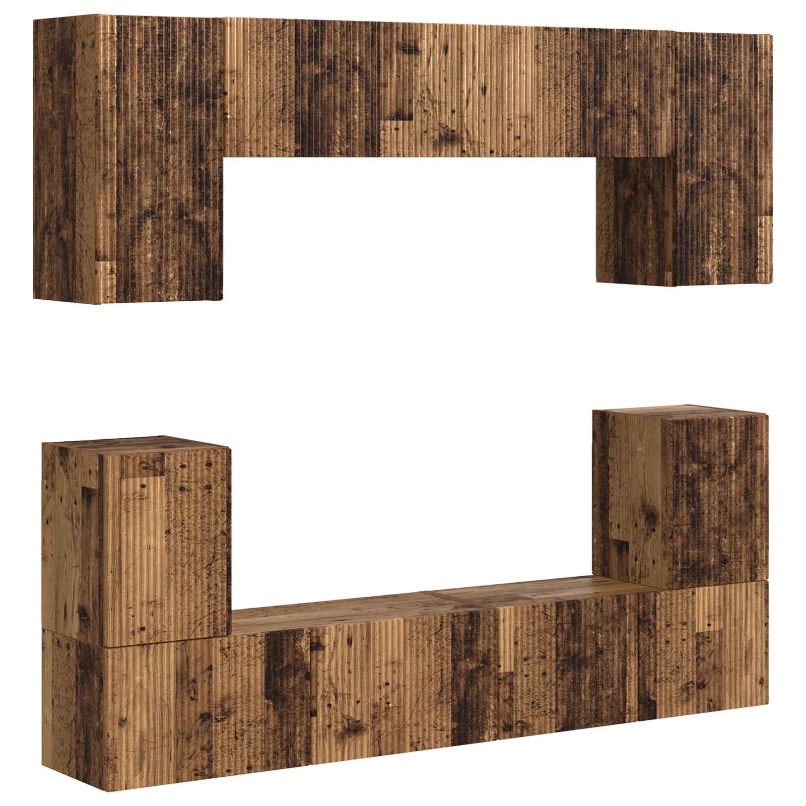 vidaXL TV-Schrankset Wandmontiert 5 pcs Altholz Holzwerkstoff