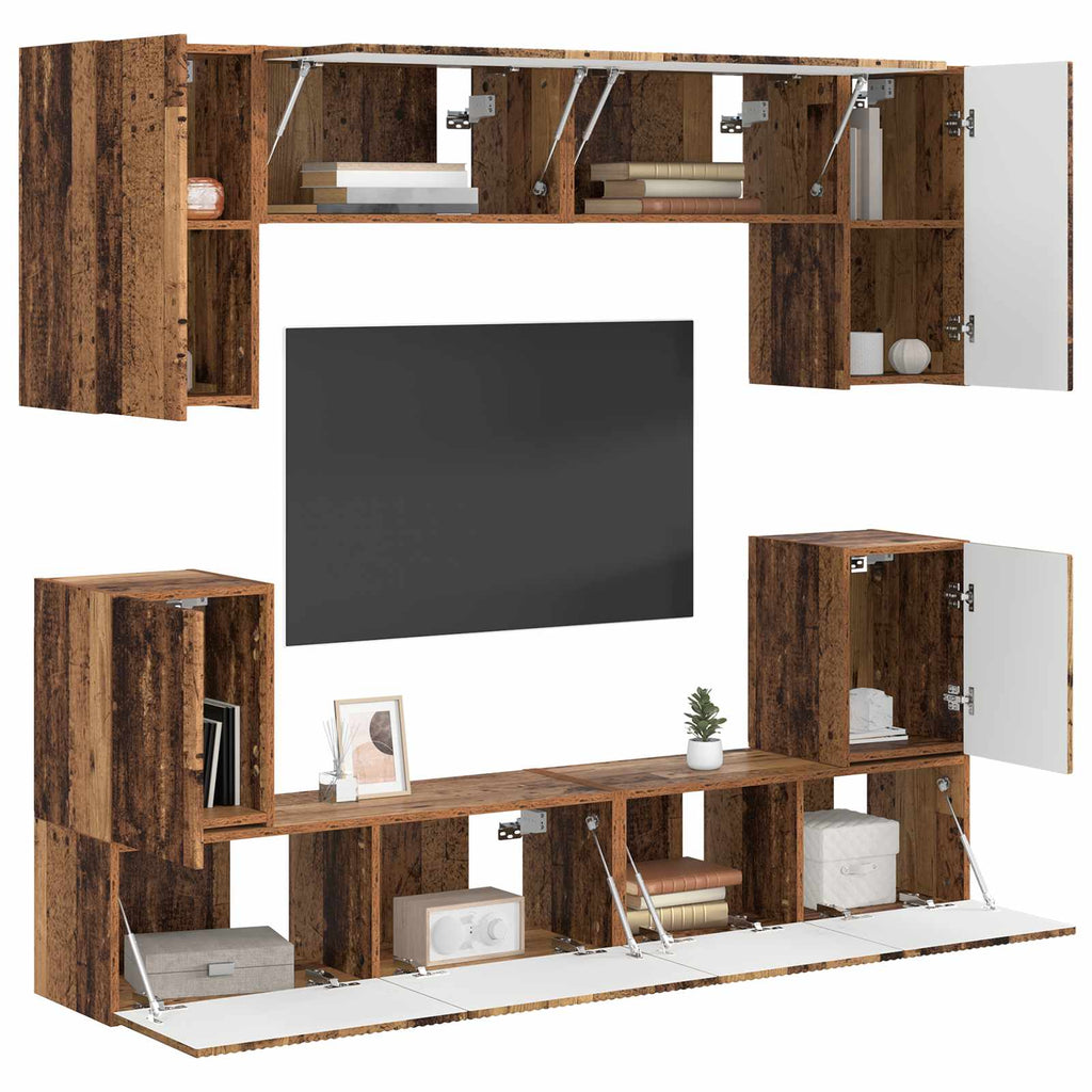 vidaXL TV-Schrankset Wandmontiert 5 pcs Altholz Holzwerkstoff