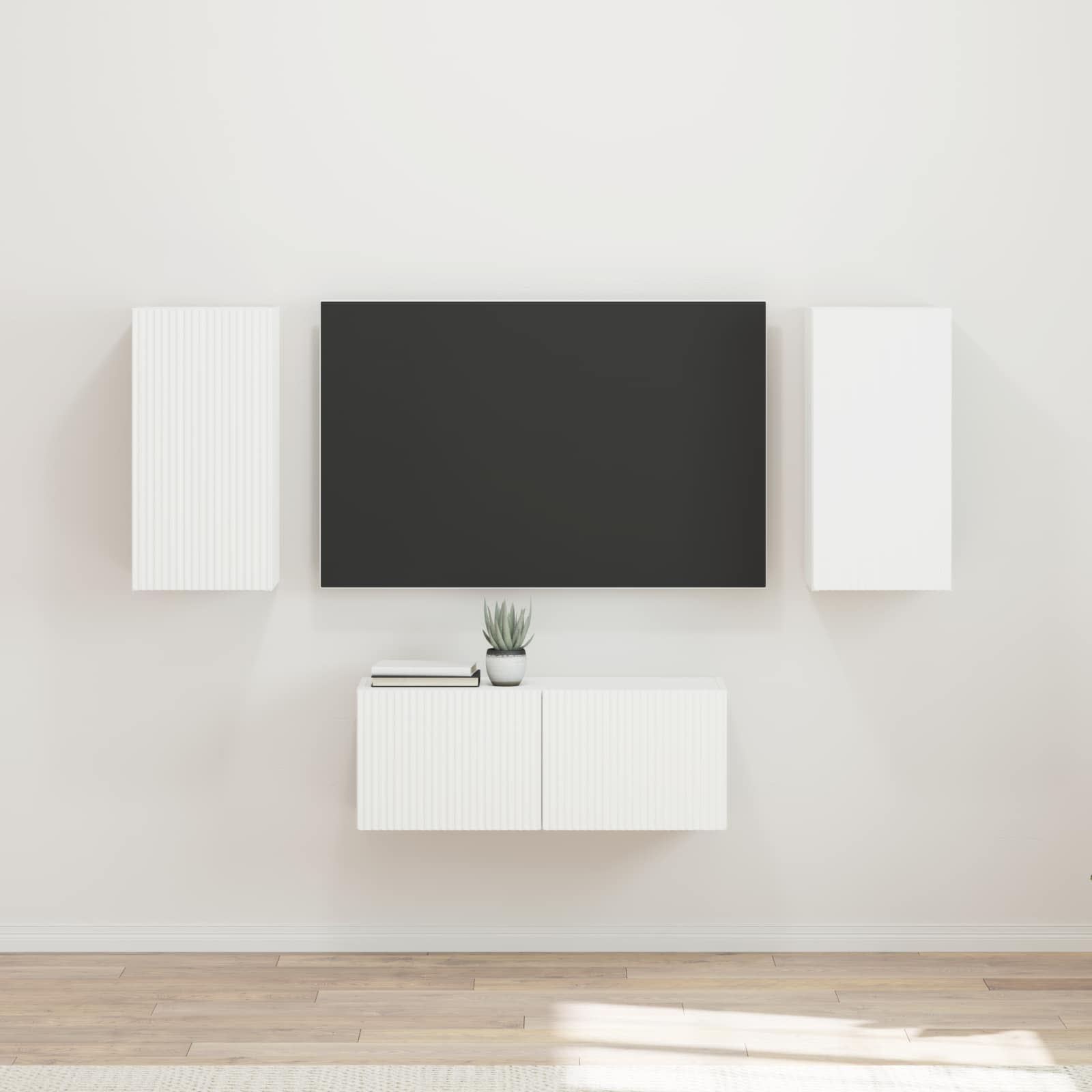 vidaXL TV-Schrankset Wandmontiert 6 pcs Weiß Holzwerkstoff