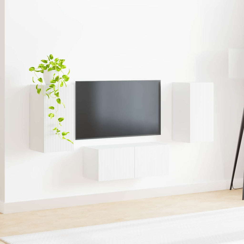 vidaXL TV-Schrankset Wandmontiert 6 pcs Weiß Holzwerkstoff