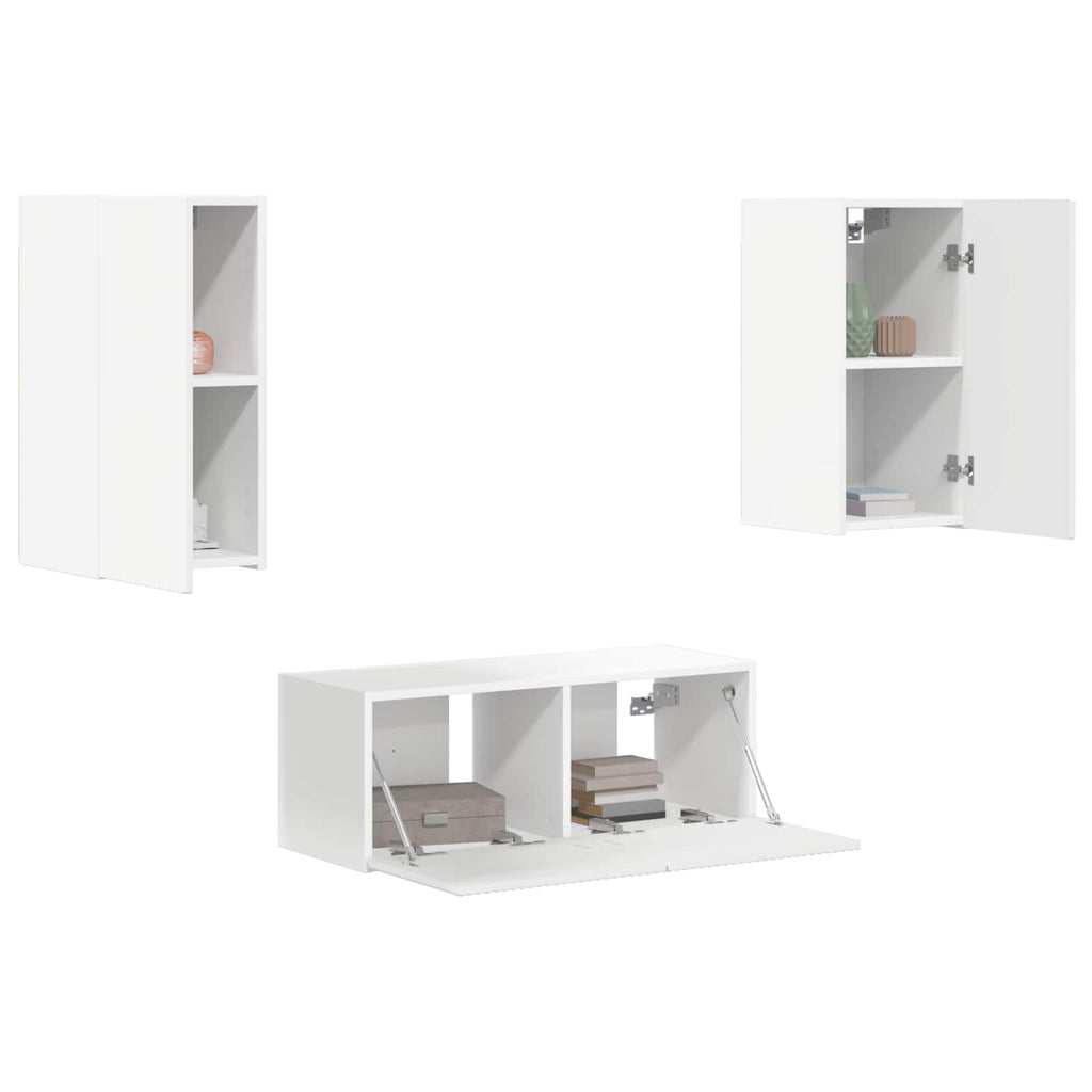 vidaXL TV-Schrankset Wandmontiert 6 pcs Weiß Holzwerkstoff