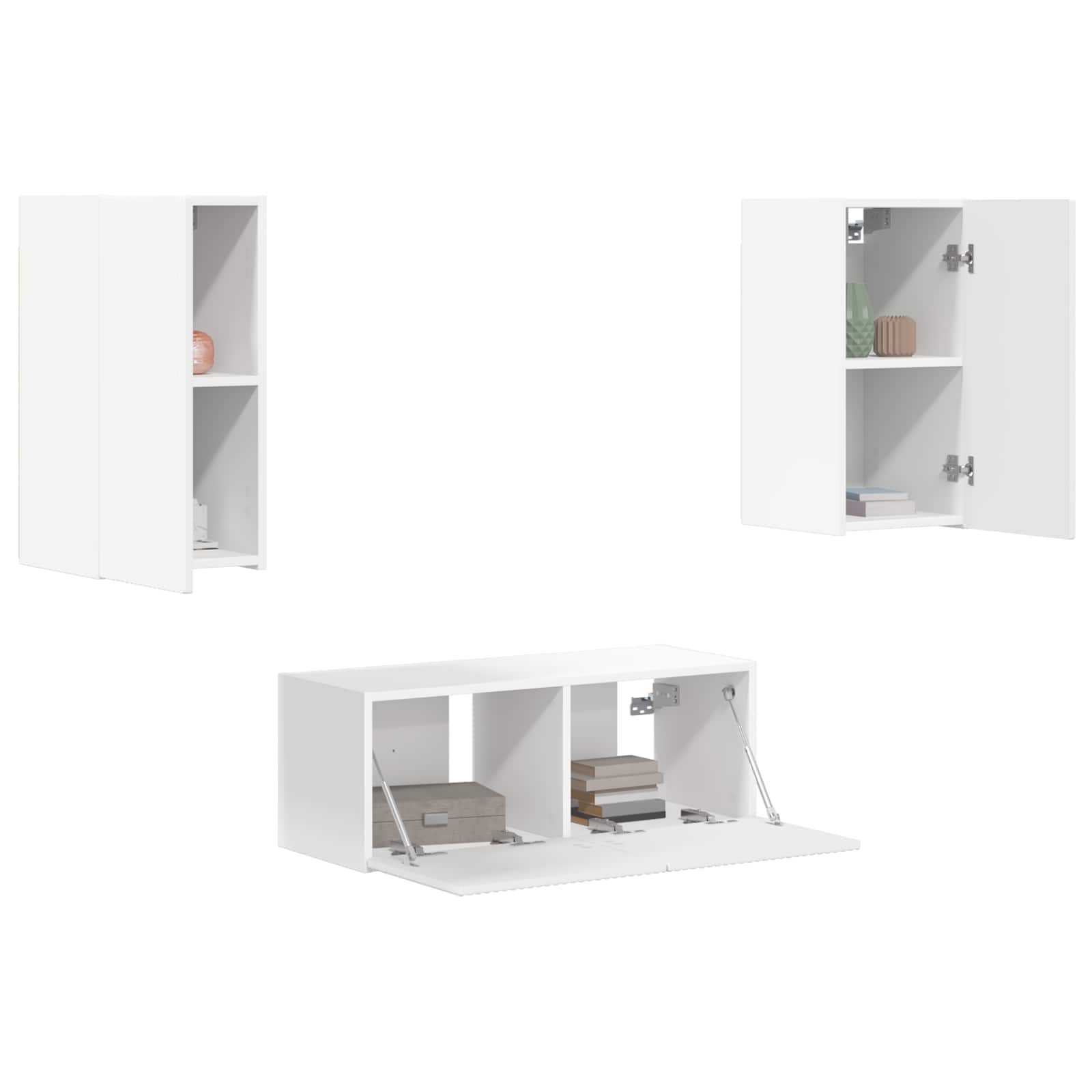 vidaXL TV-Schrankset Wandmontiert 6 pcs Weiß Holzwerkstoff