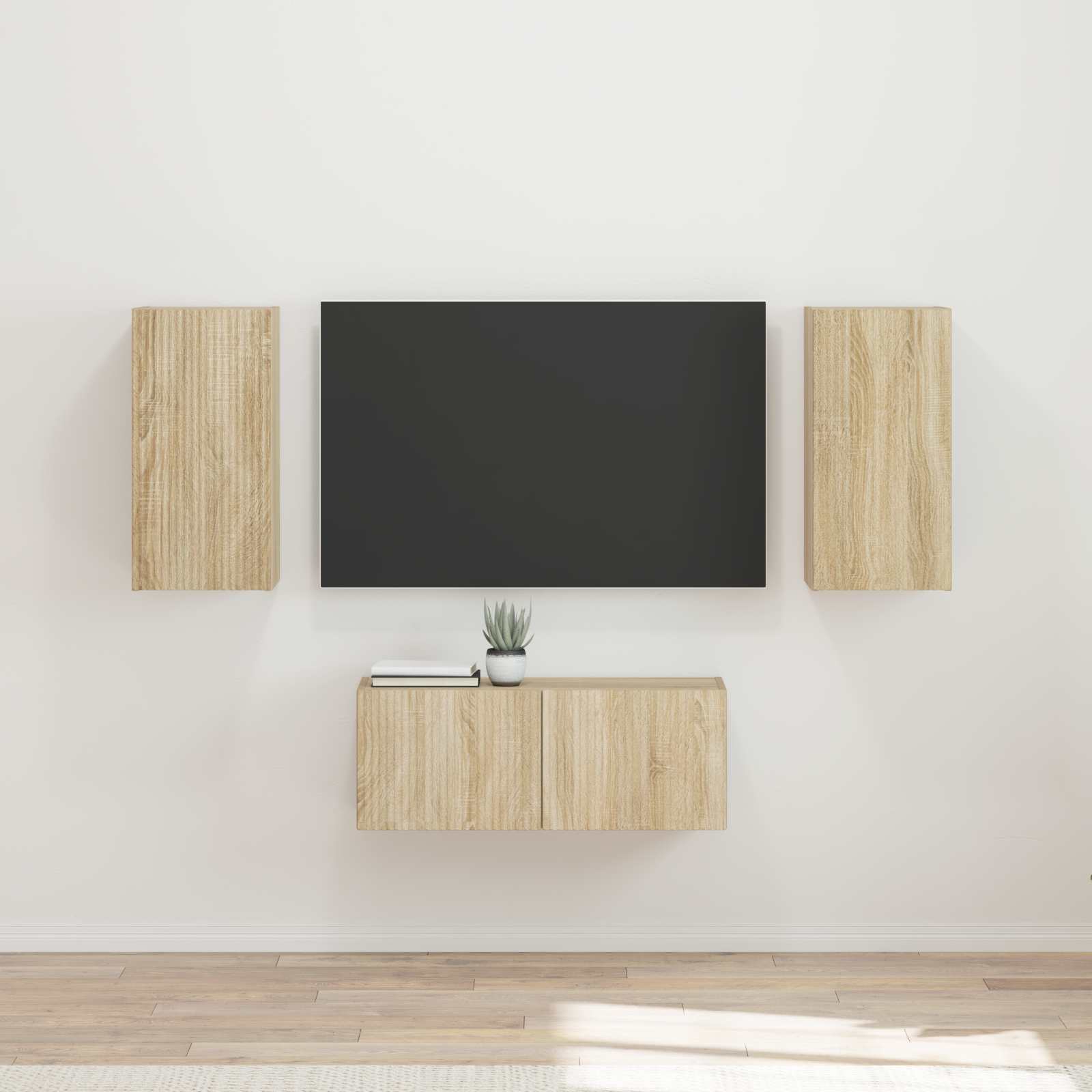 vidaXL TV-Schrankset Wandmontiert 6 pcs Sonoma-Eiche Holzwerkstoff