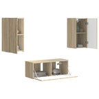 vidaXL TV-Schrankset Wandmontiert 6 pcs Sonoma-Eiche Holzwerkstoff