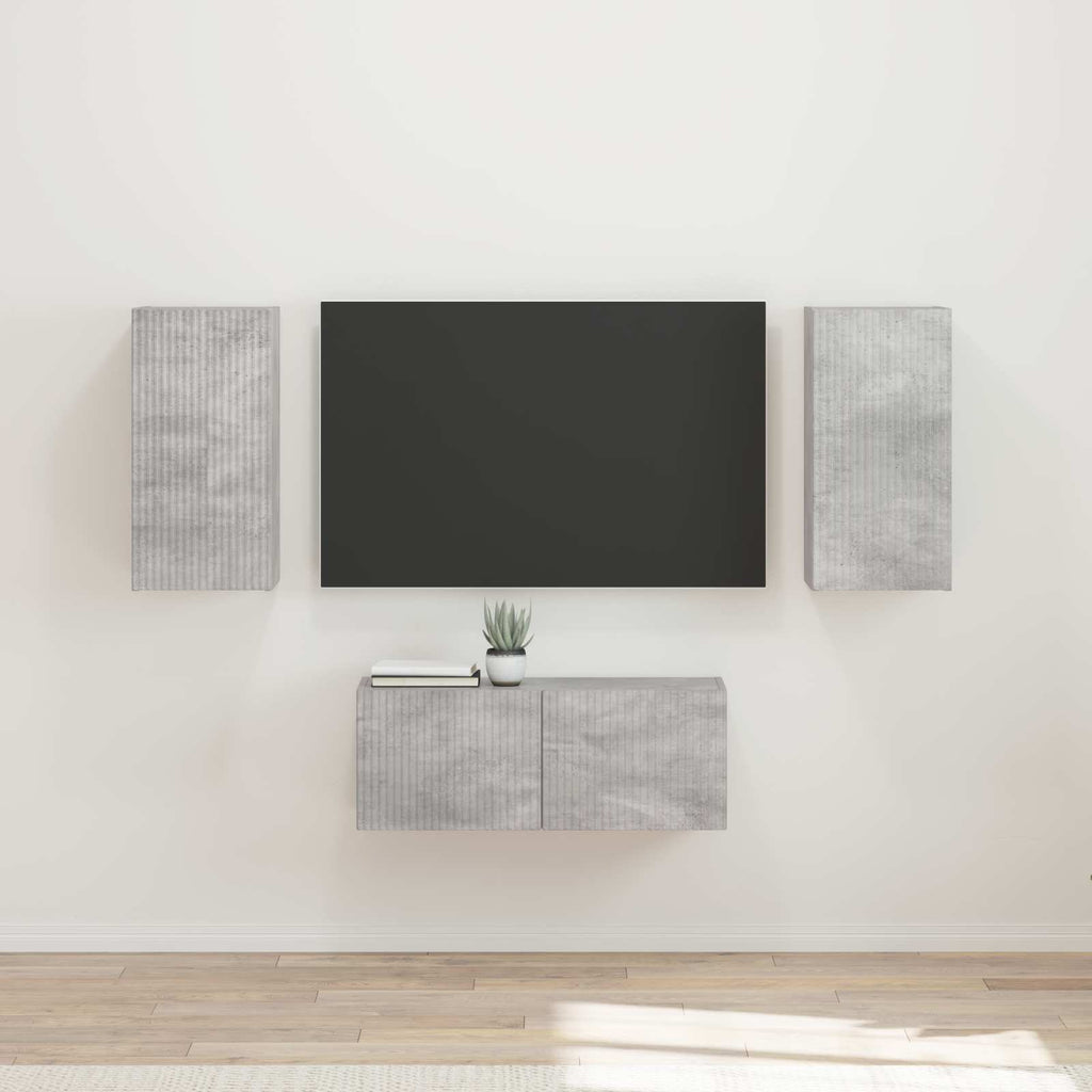vidaXL TV-Schrankset Wandmontiert 6 pcs Beton Grau Holzwerkstoff
