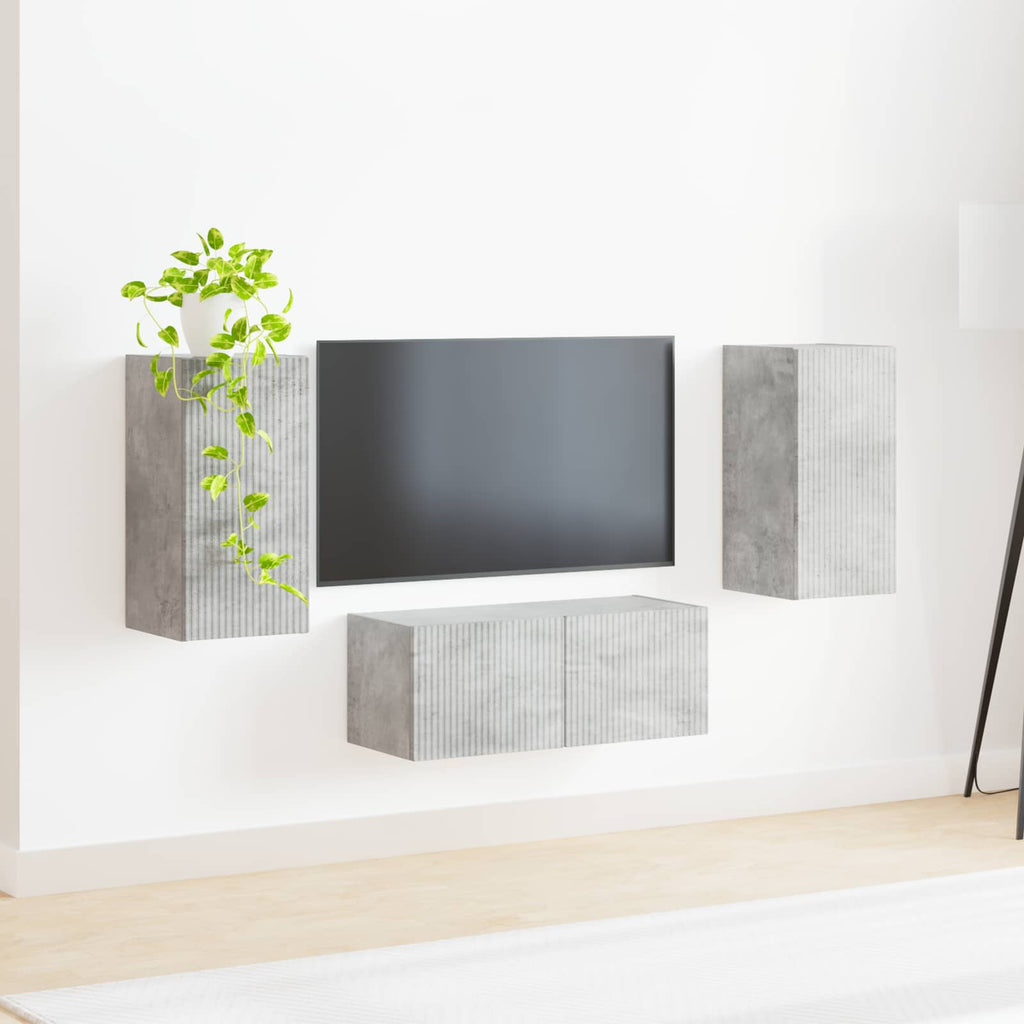 vidaXL TV-Schrankset Wandmontiert 6 pcs Beton Grau Holzwerkstoff