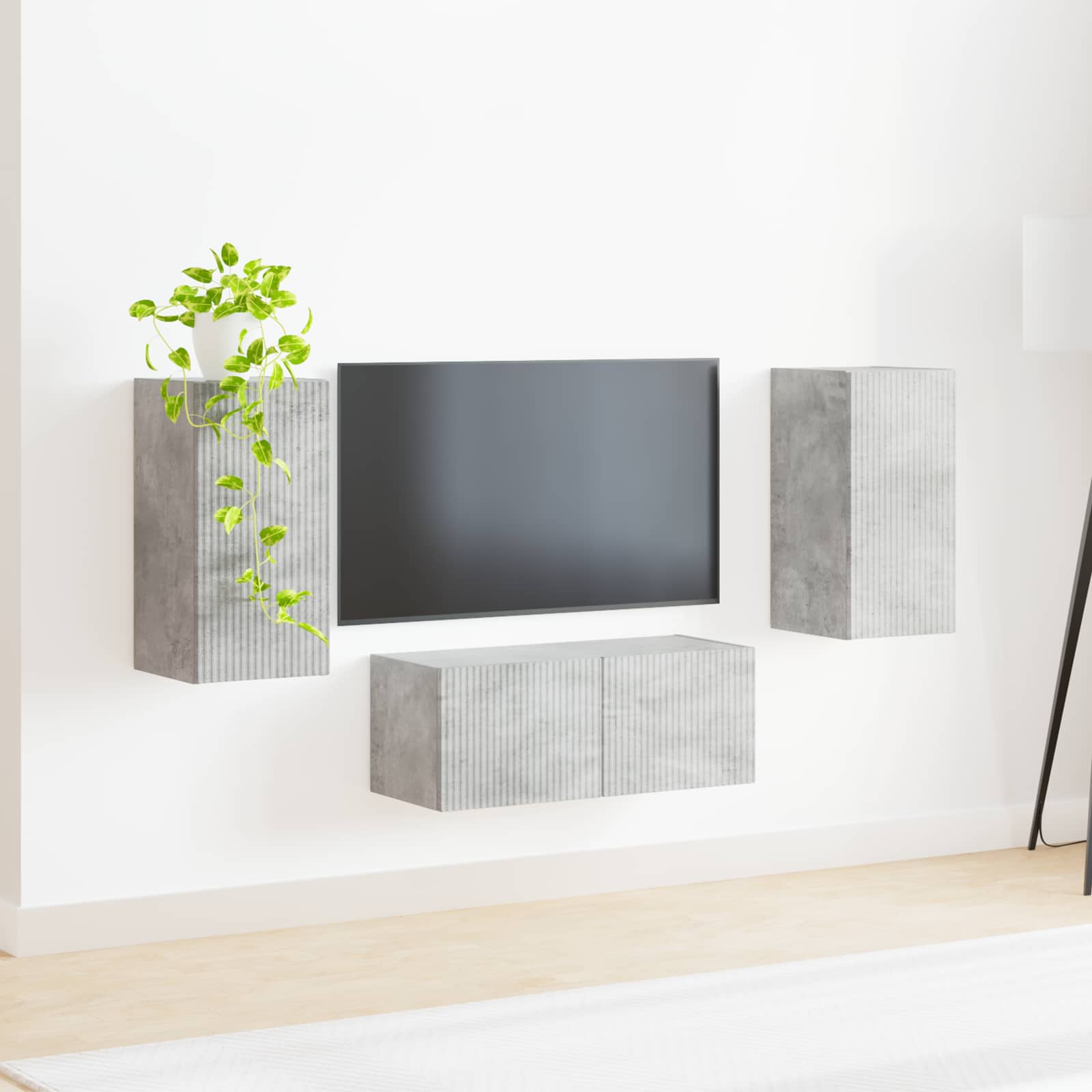 vidaXL TV-Schrankset Wandmontiert 6 pcs Beton Grau Holzwerkstoff