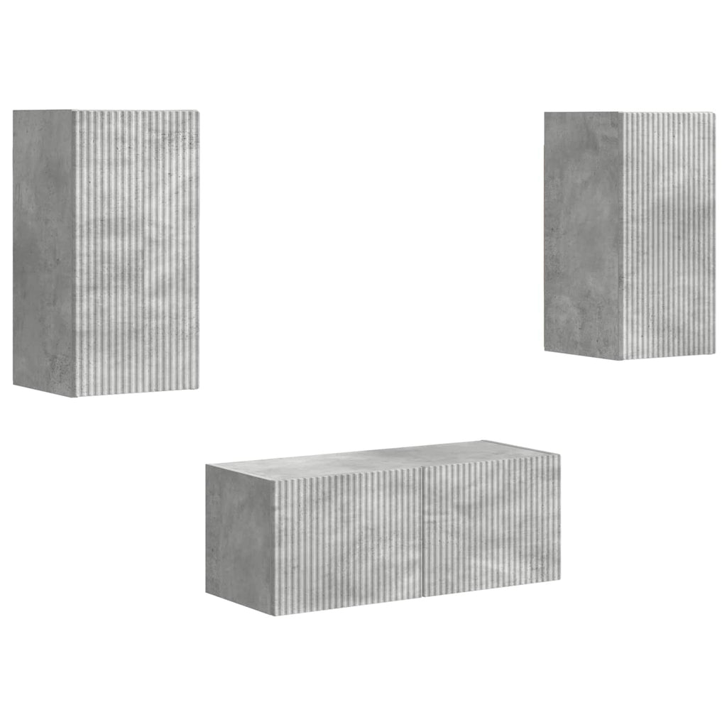 vidaXL TV-Schrankset Wandmontiert 6 pcs Beton Grau Holzwerkstoff