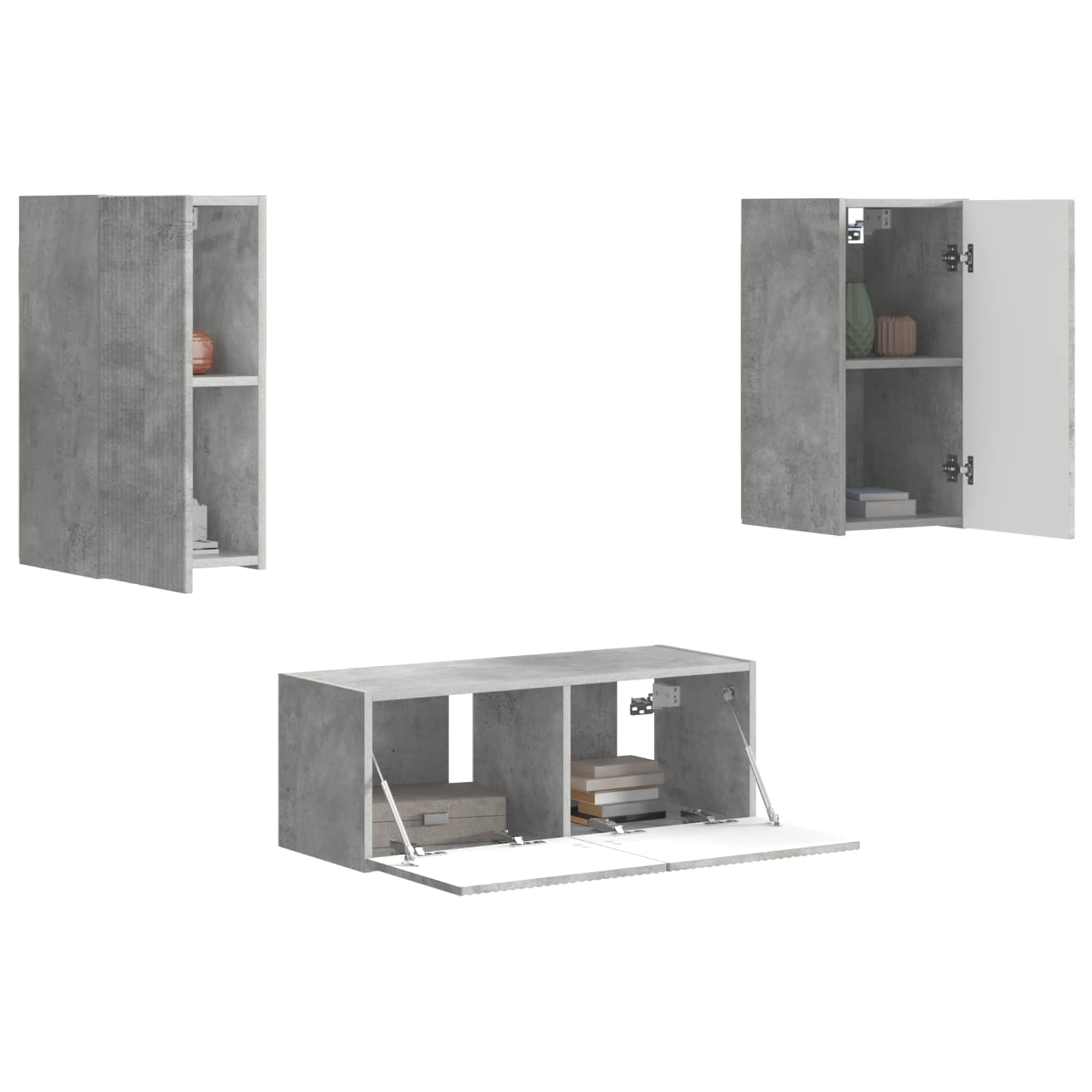 vidaXL TV-Schrankset Wandmontiert 6 pcs Beton Grau Holzwerkstoff