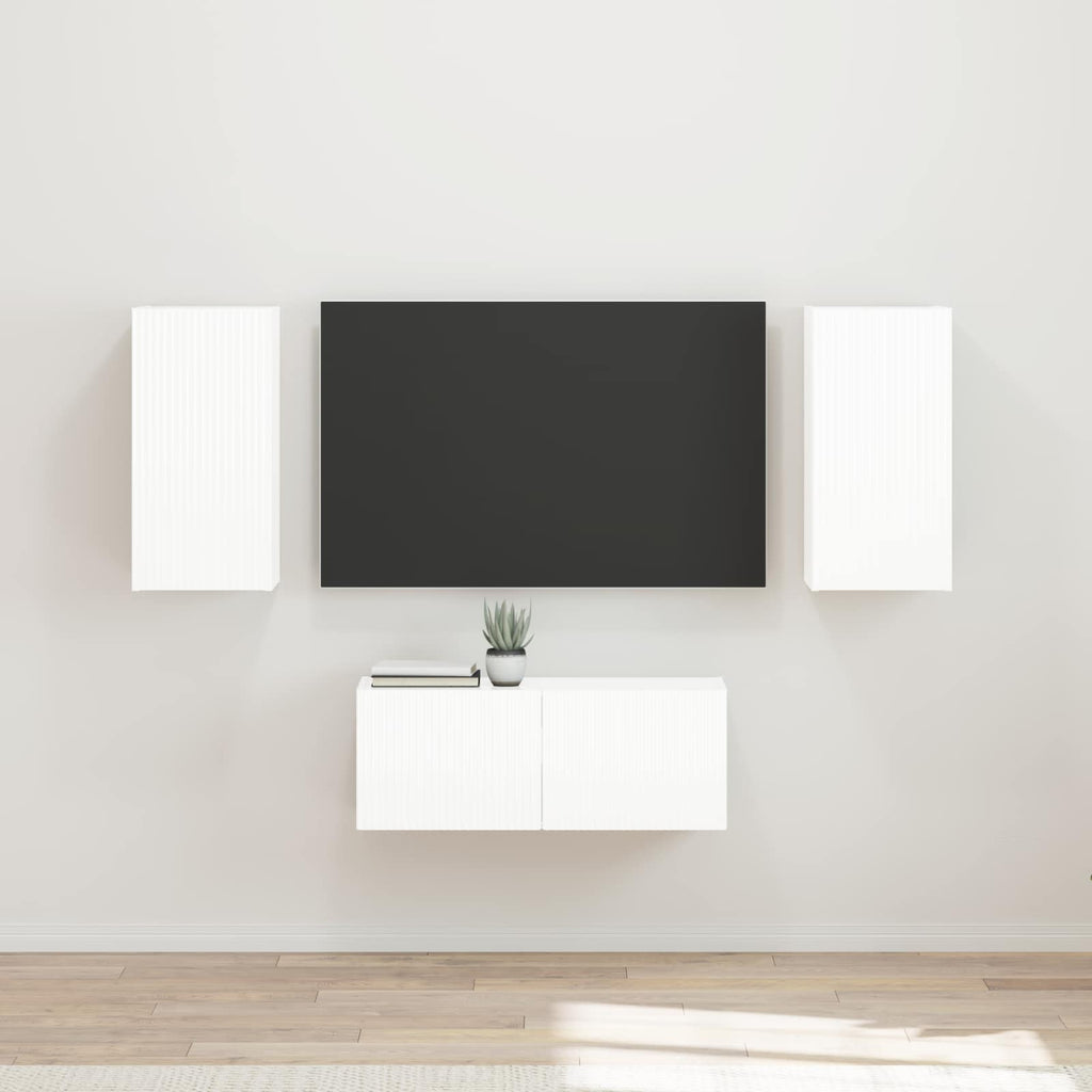 vidaXL TV-Schrankset Wandmontiert 6 pcs Hochglanz Weiß Holzwerkstoff