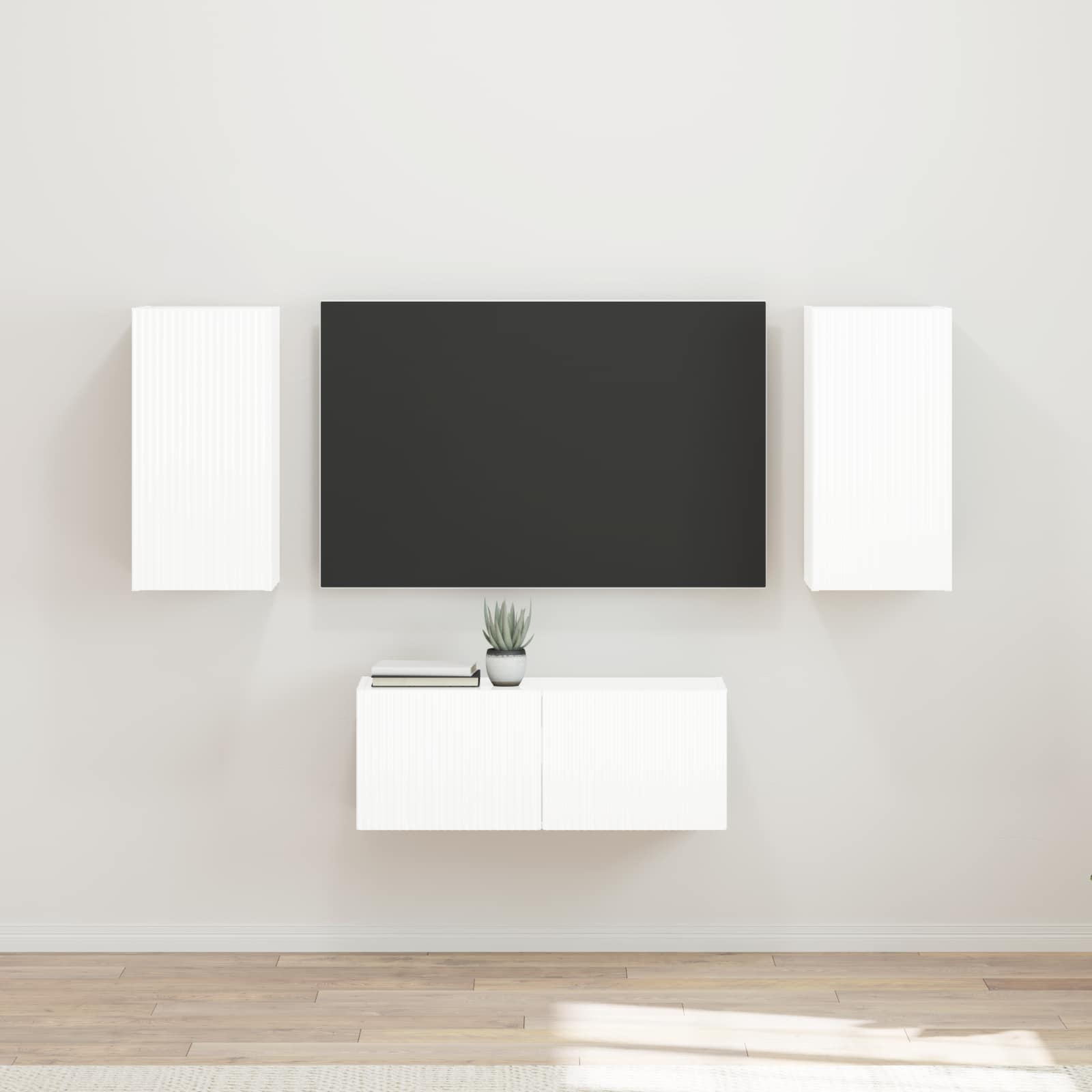 vidaXL TV-Schrankset Wandmontiert 6 pcs Hochglanz Weiß Holzwerkstoff