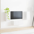 vidaXL TV-Schrankset Wandmontiert 6 pcs Hochglanz Weiß Holzwerkstoff