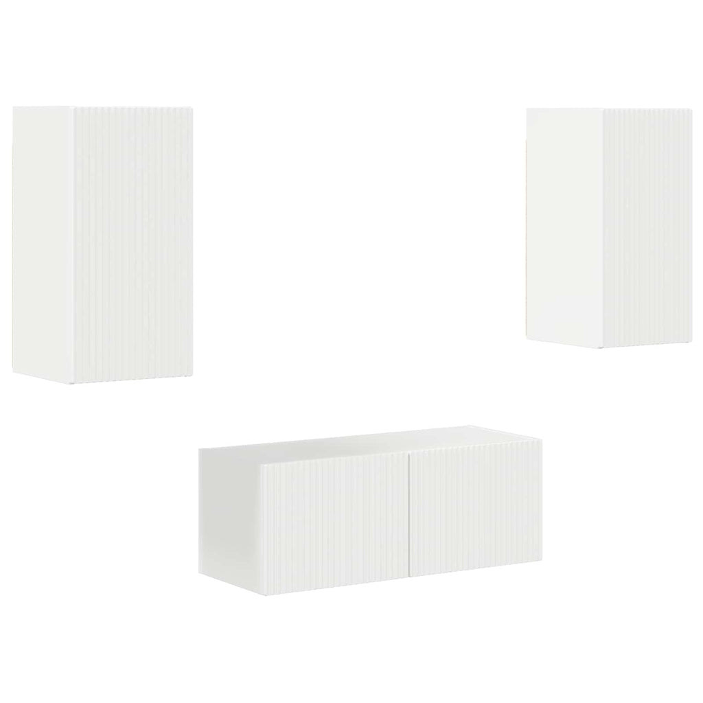 vidaXL TV-Schrankset Wandmontiert 6 pcs Hochglanz Weiß Holzwerkstoff