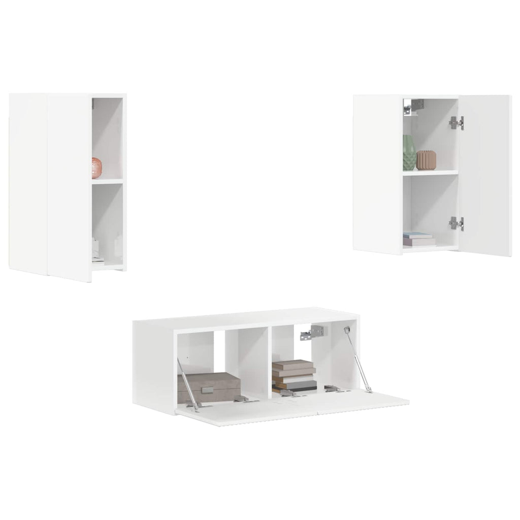 vidaXL TV-Schrankset Wandmontiert 6 pcs Hochglanz Weiß Holzwerkstoff