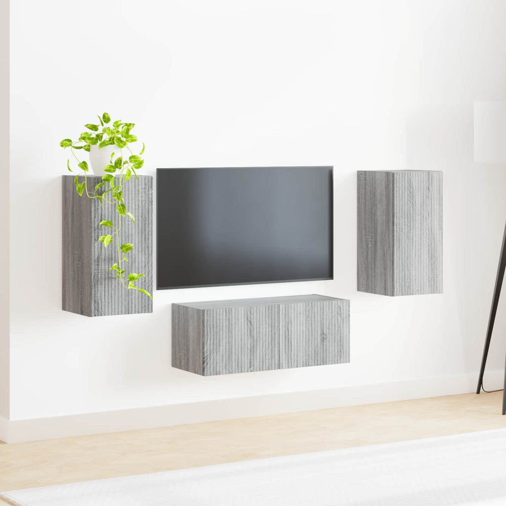 vidaXL TV-Schrankset Wandmontiert 6 pcs Graues Sonoma Holzwerkstoff