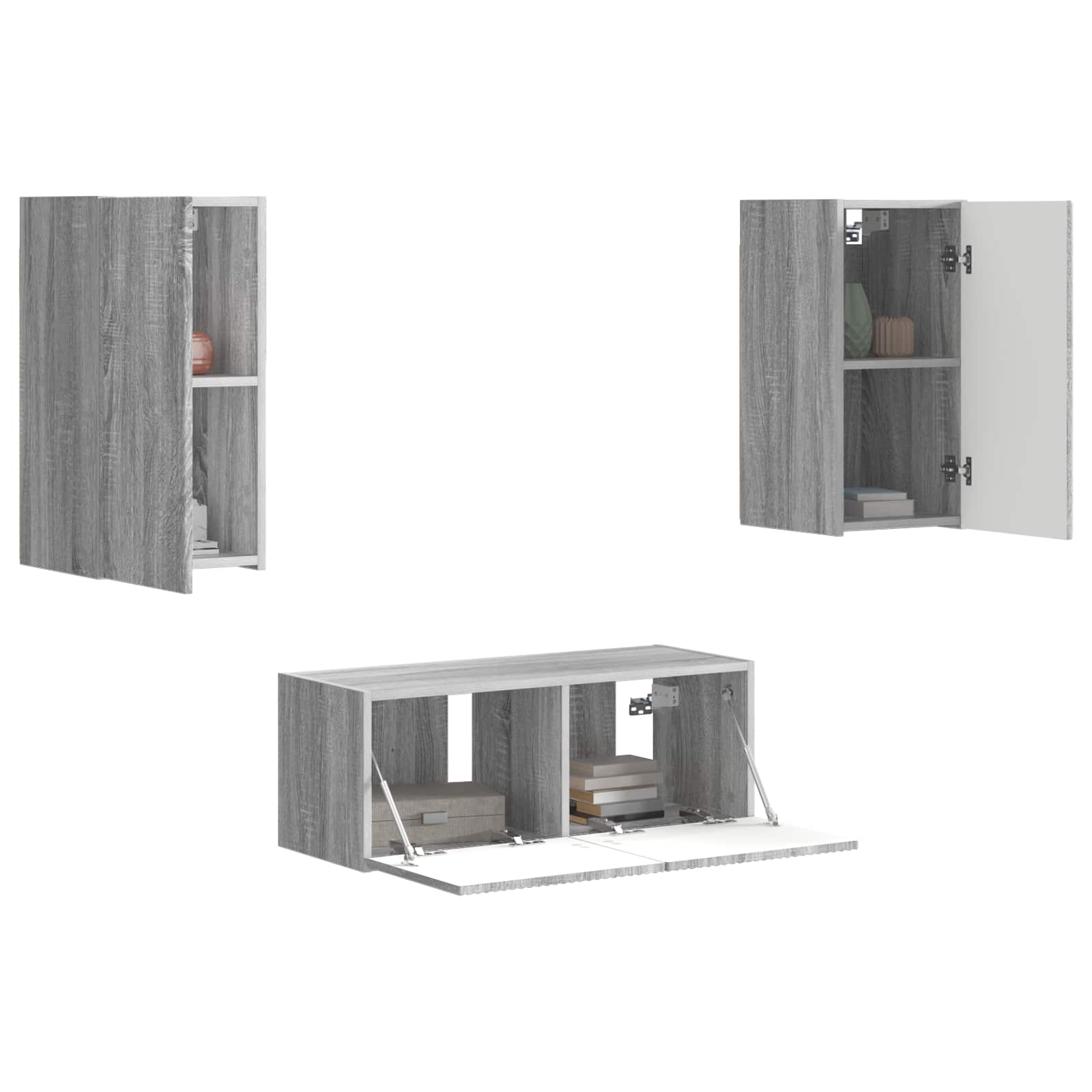 vidaXL TV-Schrankset Wandmontiert 6 pcs Graues Sonoma Holzwerkstoff